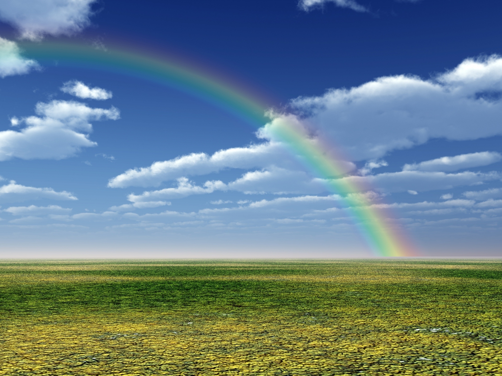 Download mobile wallpaper Nature, Grass, Sky, Rainbow, Horizon, Earth, Cloud for free.