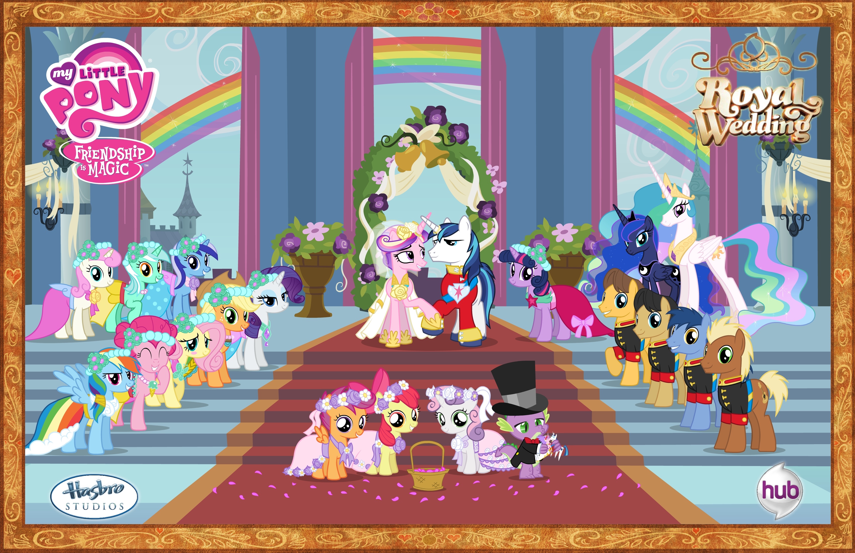 516329 descargar fondo de pantalla series de televisión, my little pony: la magia de la amistad, flor de manzana, applejack (mi pequeño pony), fluttershy (mi pequeño pony), lyra heartstrings, minuette (mi pequeño pony), pastel de meñique, princesa cadance, princesa celestia, princesa luna, carrera de arcoiris, rarity (mi pequeño pony), scootaloo (mi pequeño pony), armadura brillante, spike (mi pequeño pony), hermosa, chispa crepúsculo, brillo centelleante (my little pony), mi pequeño pony: protectores de pantalla e imágenes gratis