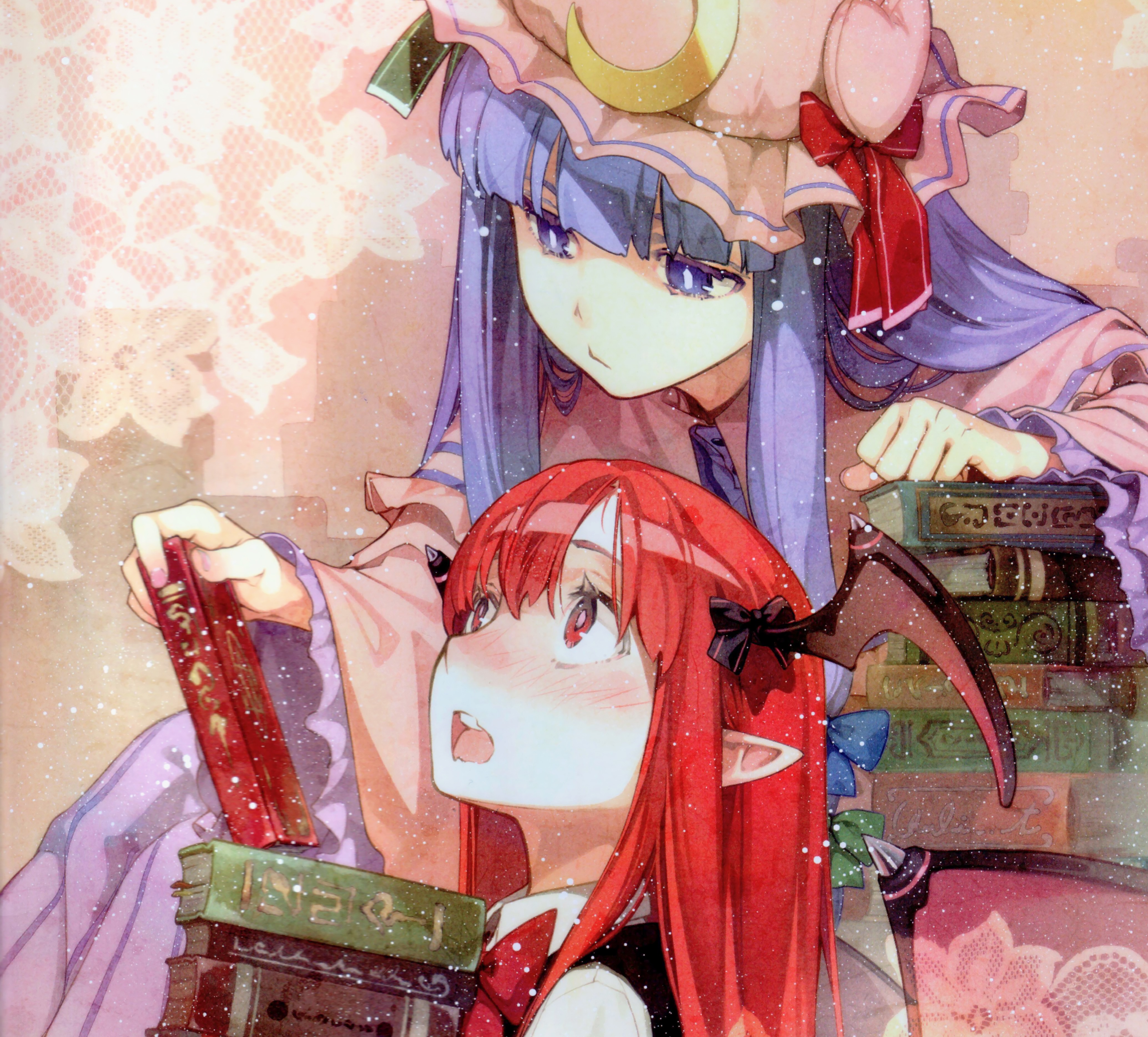 Free download wallpaper Anime, Touhou, Koakuma (Touhou), Patchouli Knowledge on your PC desktop
