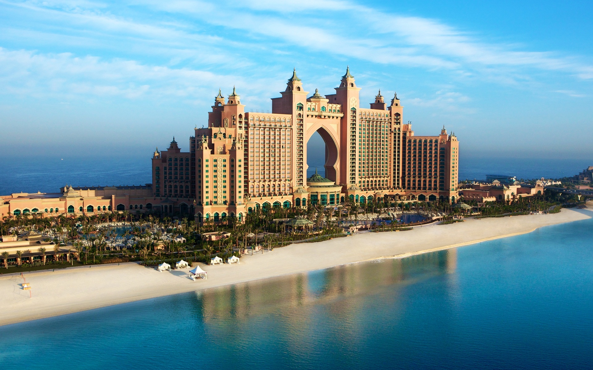 Descarga gratuita de fondo de pantalla para móvil de Playa, Edificio, Hotel, Complejo, Hecho Por El Hombre, Dubái, Atlantis La Palma.