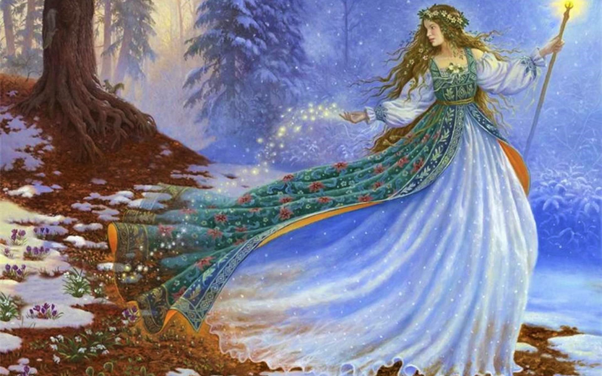Free download wallpaper Winter, Magic, Fantasy, Forest, Fairy on your PC desktop