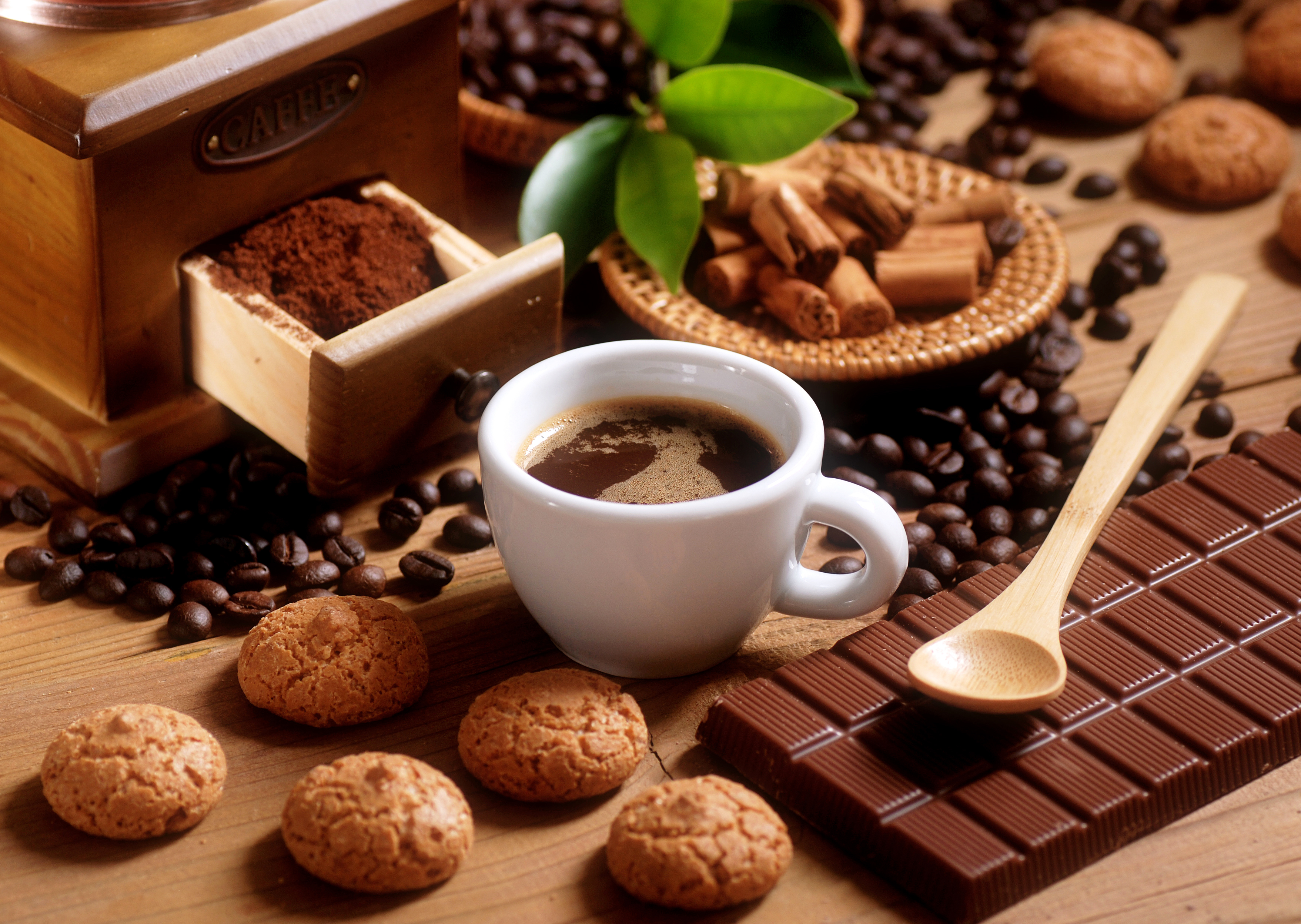 771575 завантажити картинку кавові зерна, кава, харчування, шоколад, бісквітне печиво - шпалери і заставки безкоштовно