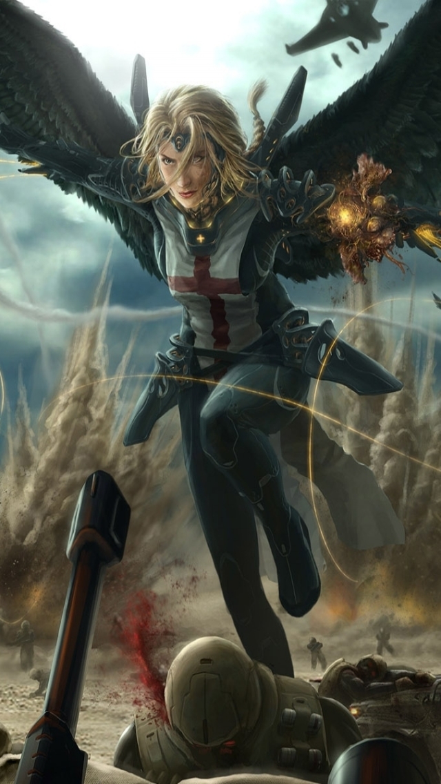 Download mobile wallpaper Fantasy, Angel, Battle, Angel Warrior for free.