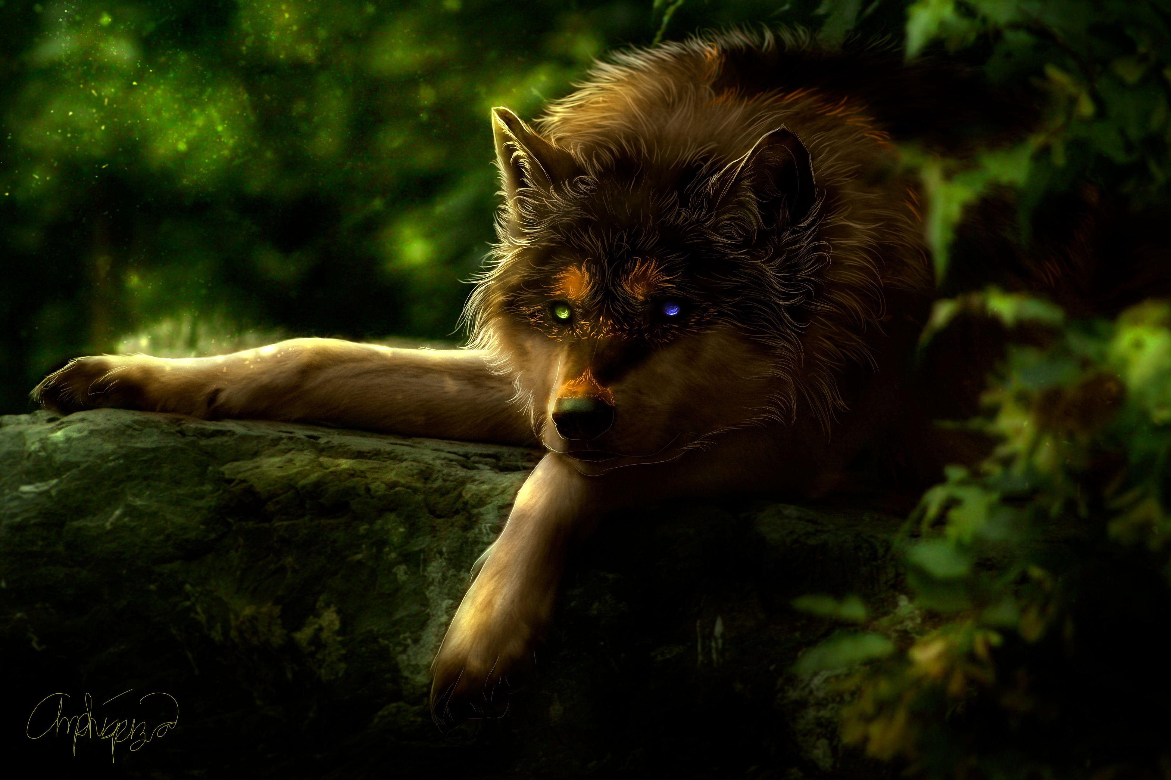 Download mobile wallpaper Wolf, Animal, Heterochromia, Wolves for free.