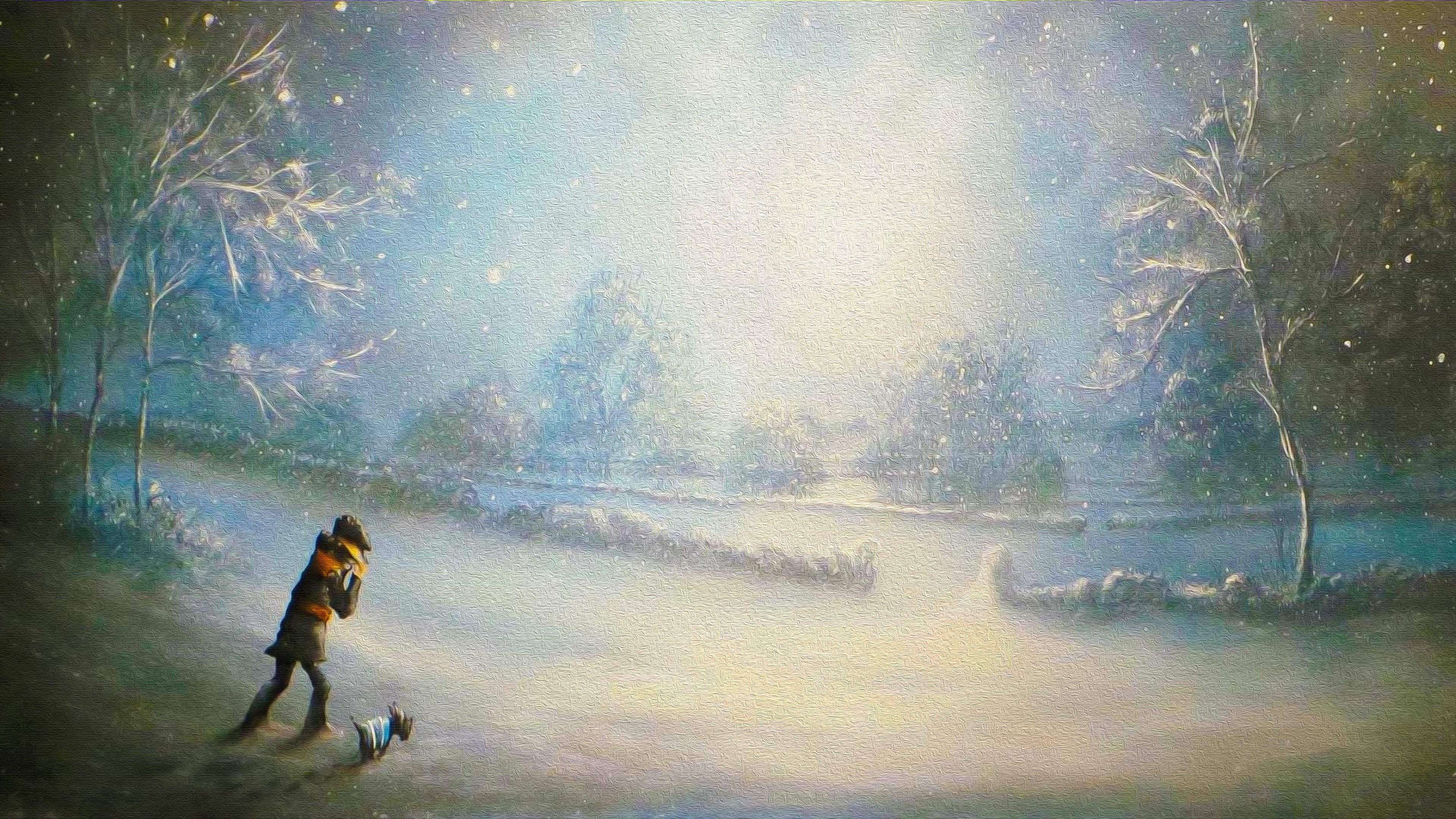 Laden Sie das Menschen, Winter, Schnee, Baum, Künstlerisch-Bild kostenlos auf Ihren PC-Desktop herunter