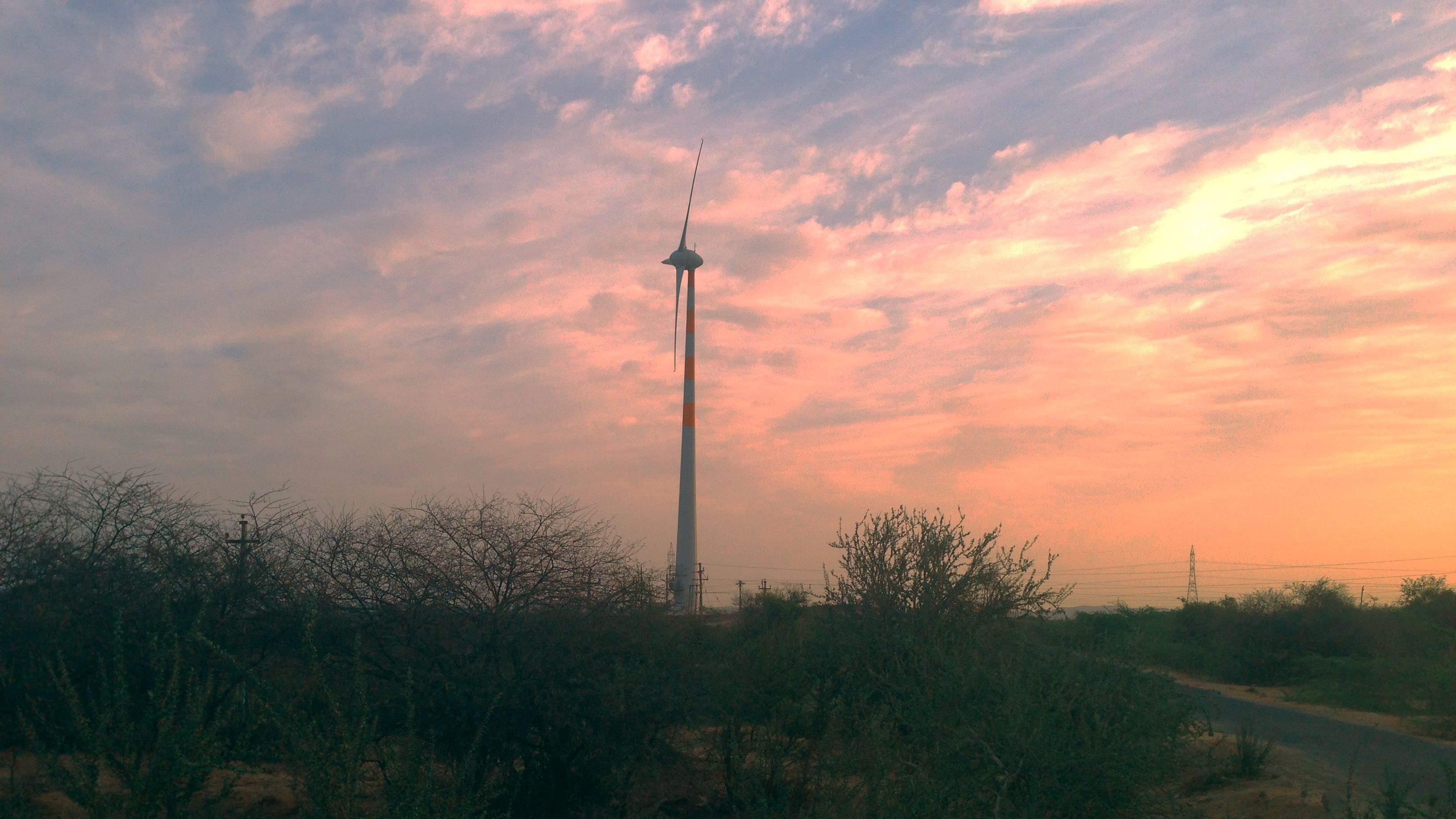 Download mobile wallpaper Nature, Sky, India, Wind Turbine, Man Made for free.