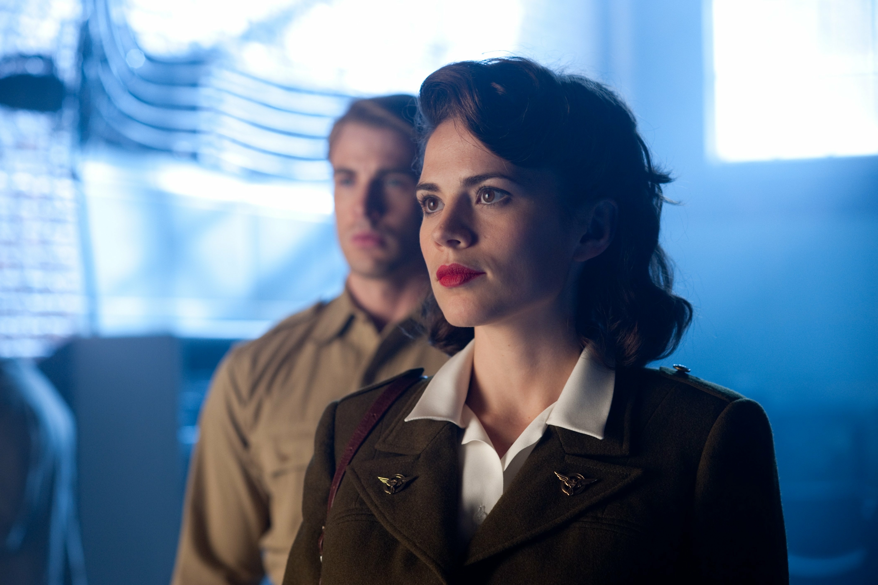 hayley atwell, movie, captain america: the first avenger, chris evans, captain america, peggy carter, steve rogers