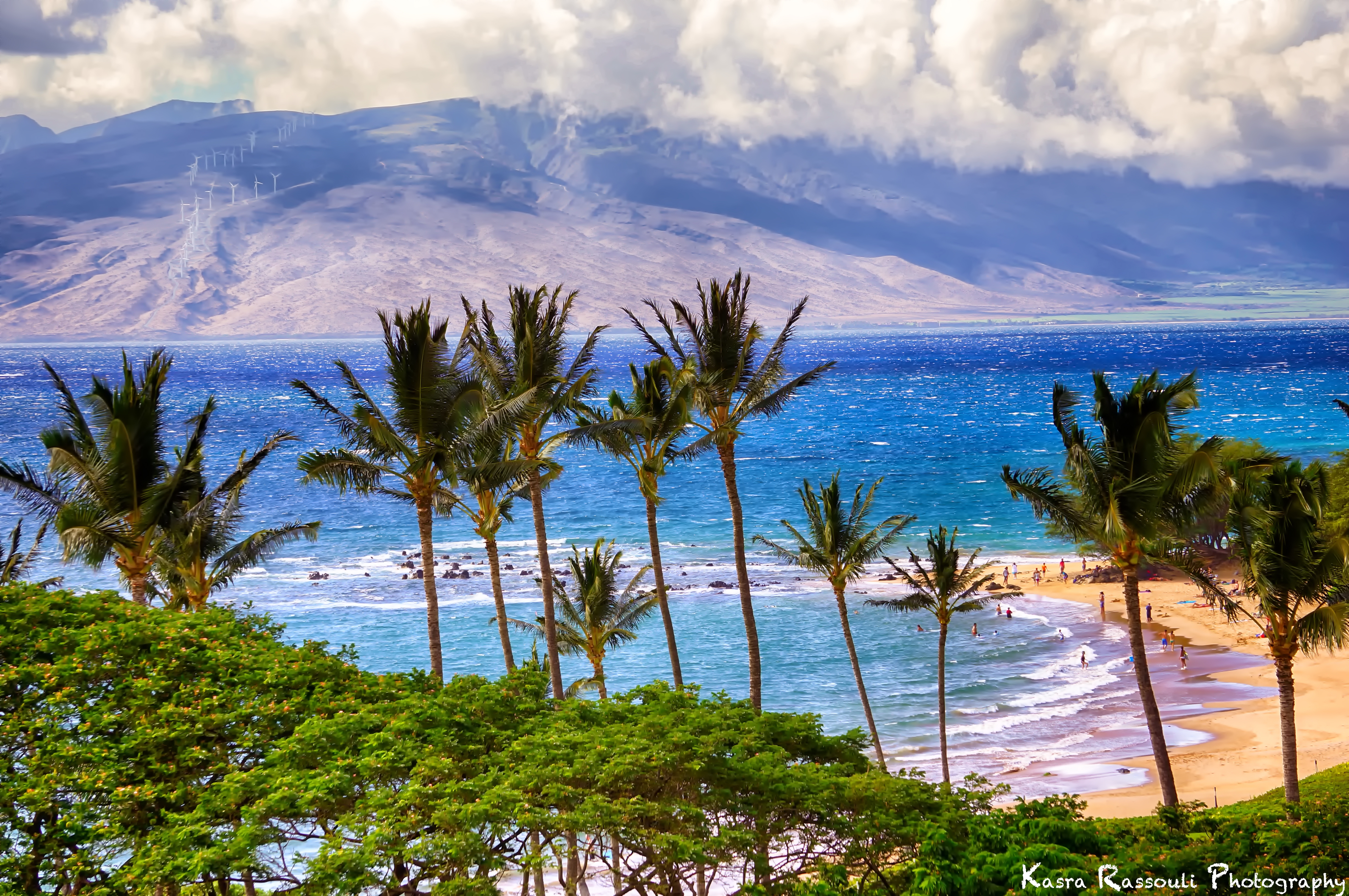 Free download wallpaper Mountains, Palms, Nature, Sea, Beach on your PC desktop