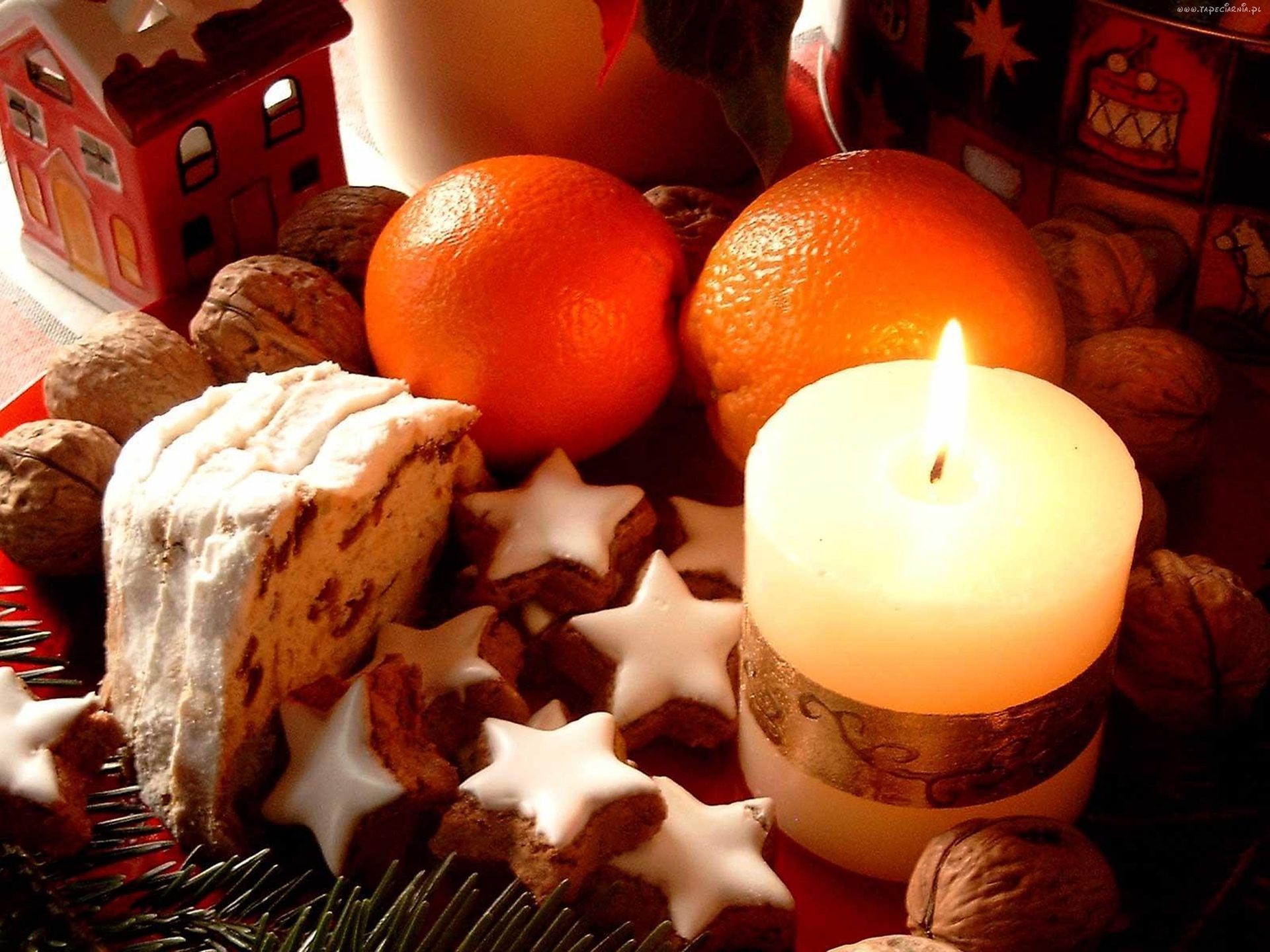 Laden Sie das Weihnachten, Kuchen, Kerze, Nahrungsmittel, Plätzchen-Bild kostenlos auf Ihren PC-Desktop herunter