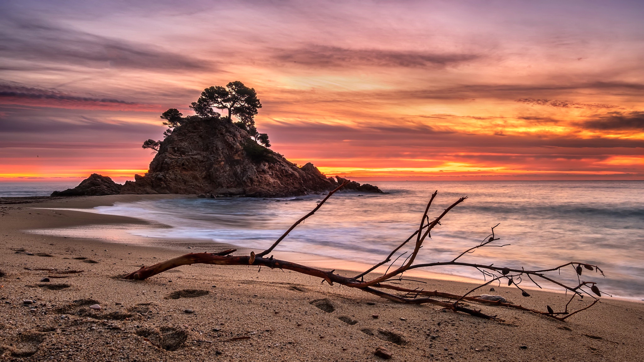 Handy-Wallpaper Natur, Strand, Horizont, Ozean, Meer, Sonnenuntergang, Erde/natur kostenlos herunterladen.