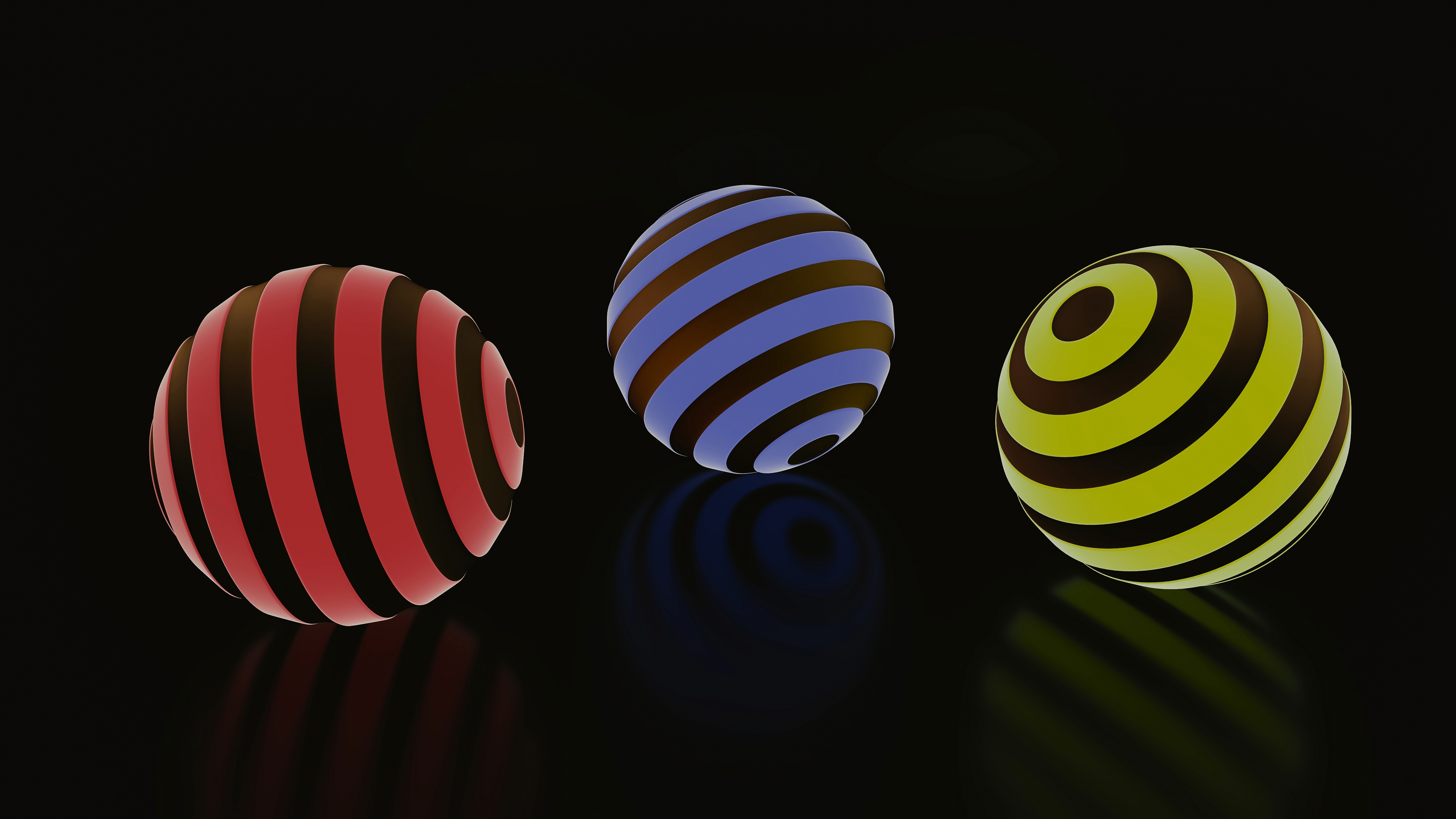 streaks, 3d, stripes, ball, glow, balls Desktop Wallpaper