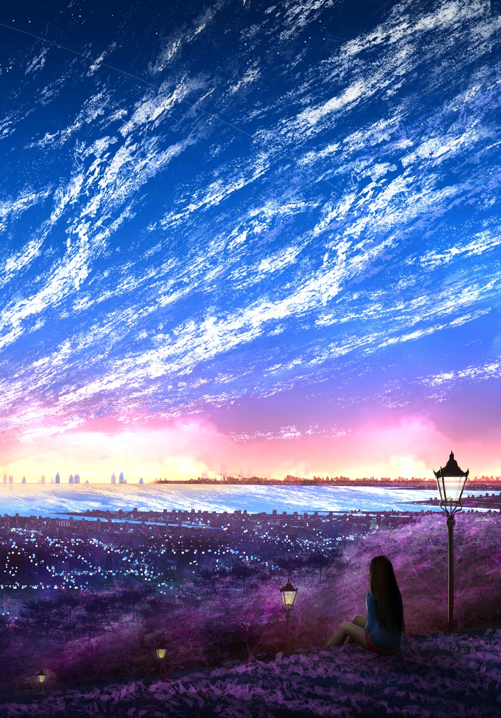 Download mobile wallpaper Anime, Sky, City for free.