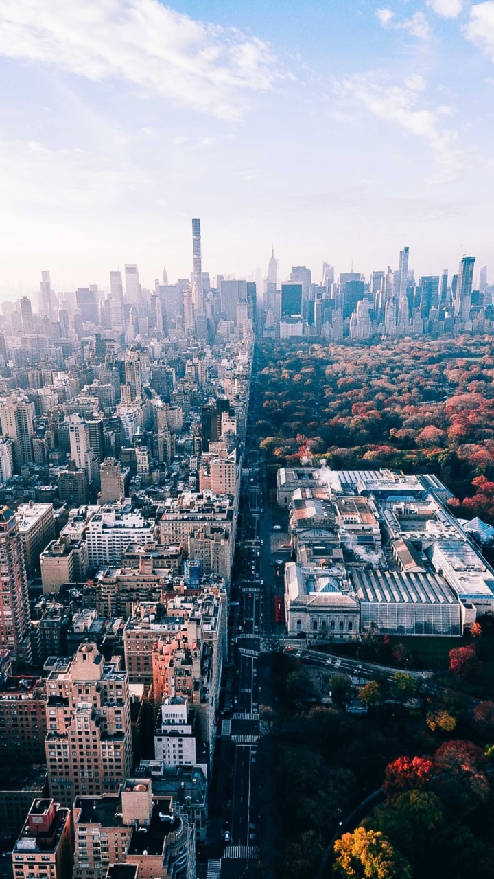 Download mobile wallpaper Usa, City, Skyscraper, Building, Park, Cityscape, New York, Central Park, Aerial, Man Made for free.
