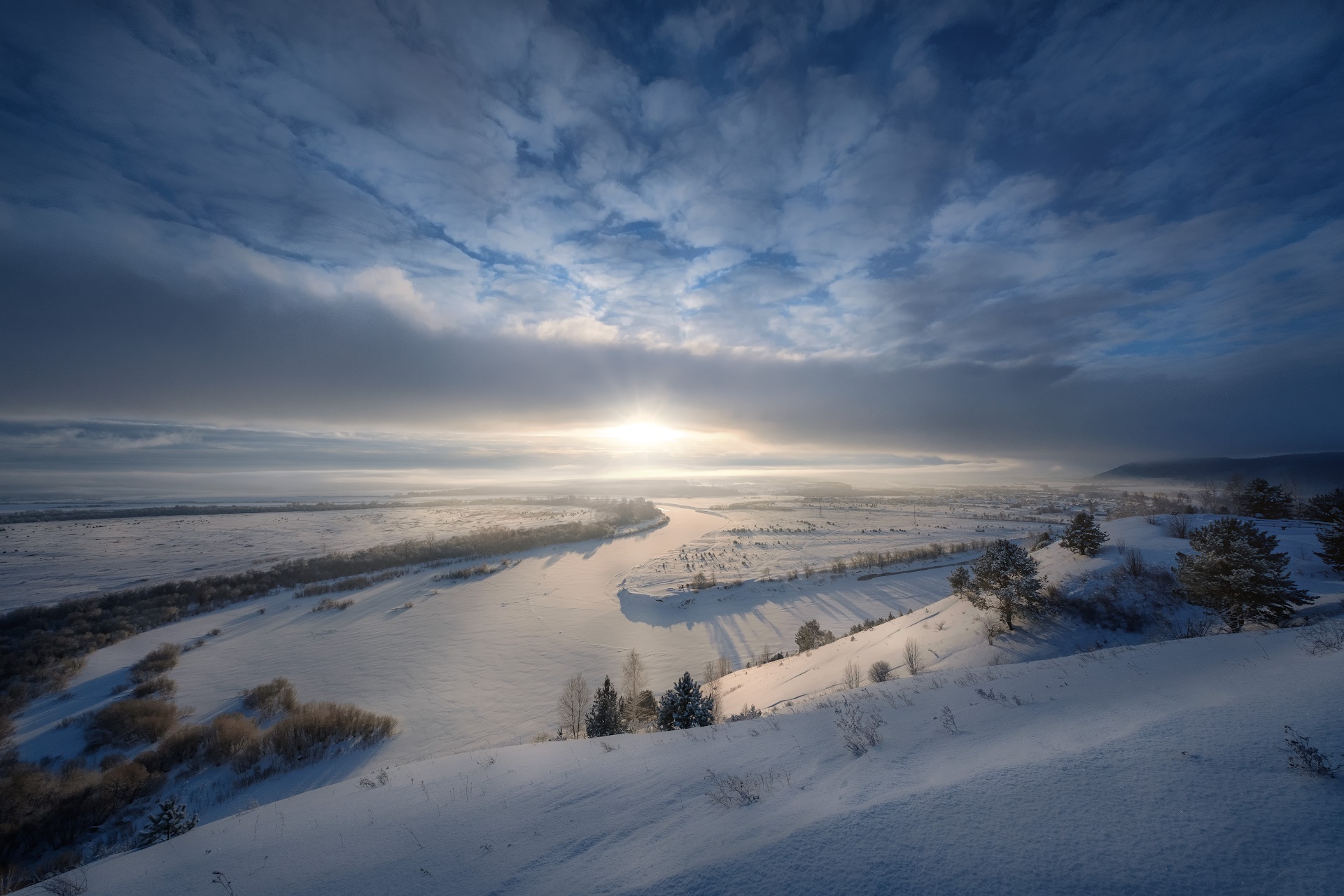 Download mobile wallpaper Landscape, Winter, Nature, Horizon, Earth, Cloud for free.
