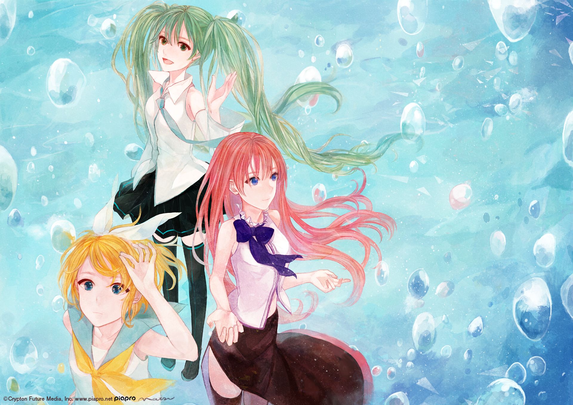 Free download wallpaper Anime, Vocaloid, Hatsune Miku, Luka Megurine, Rin Kagamine on your PC desktop