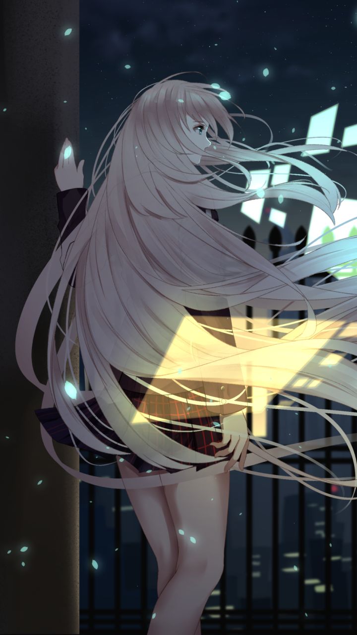 Download mobile wallpaper Anime, Night, Original, White Hair for free.