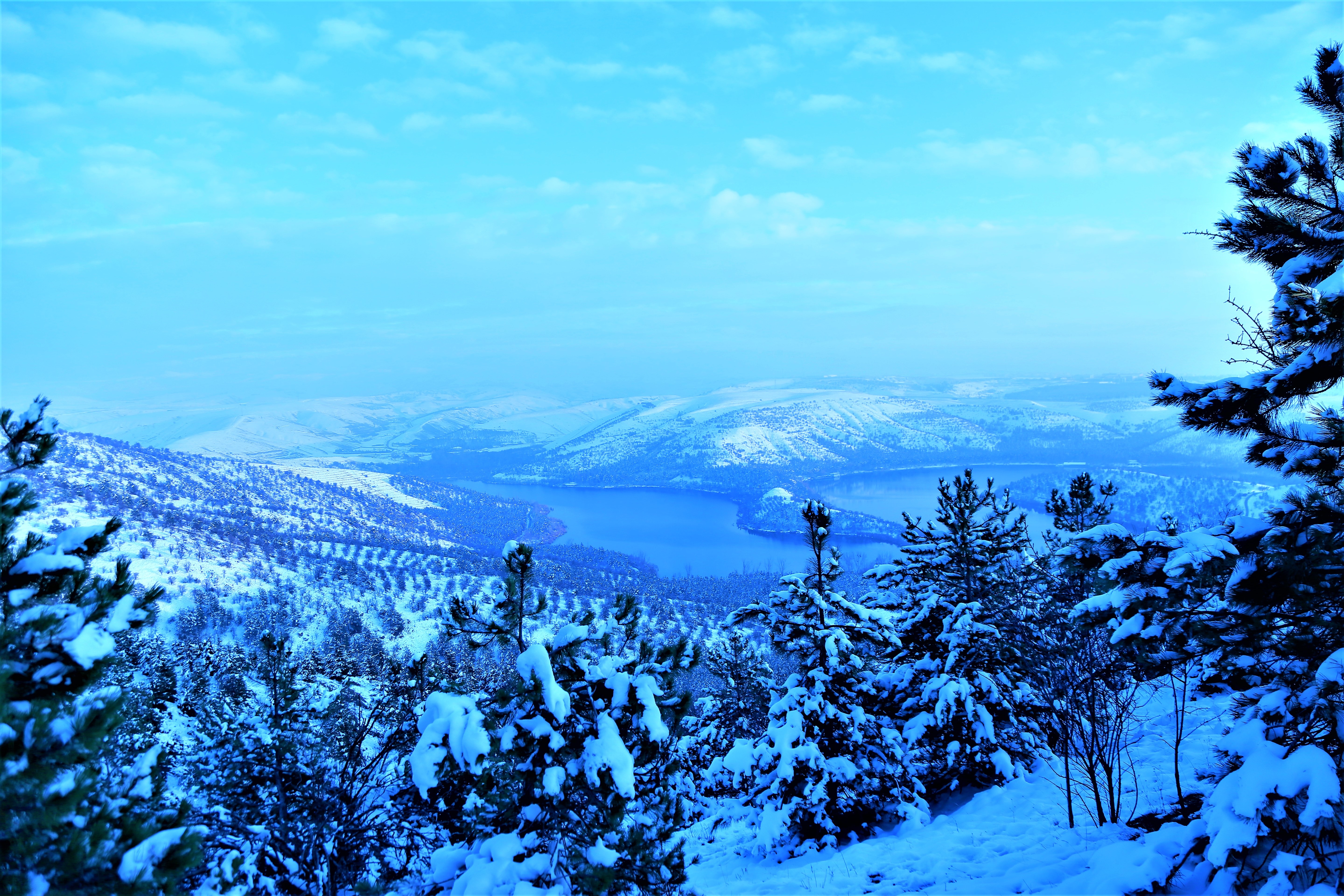 無料モバイル壁紙自然, 木, 雪, 上から見る, 山脈, 冬をダウンロードします。