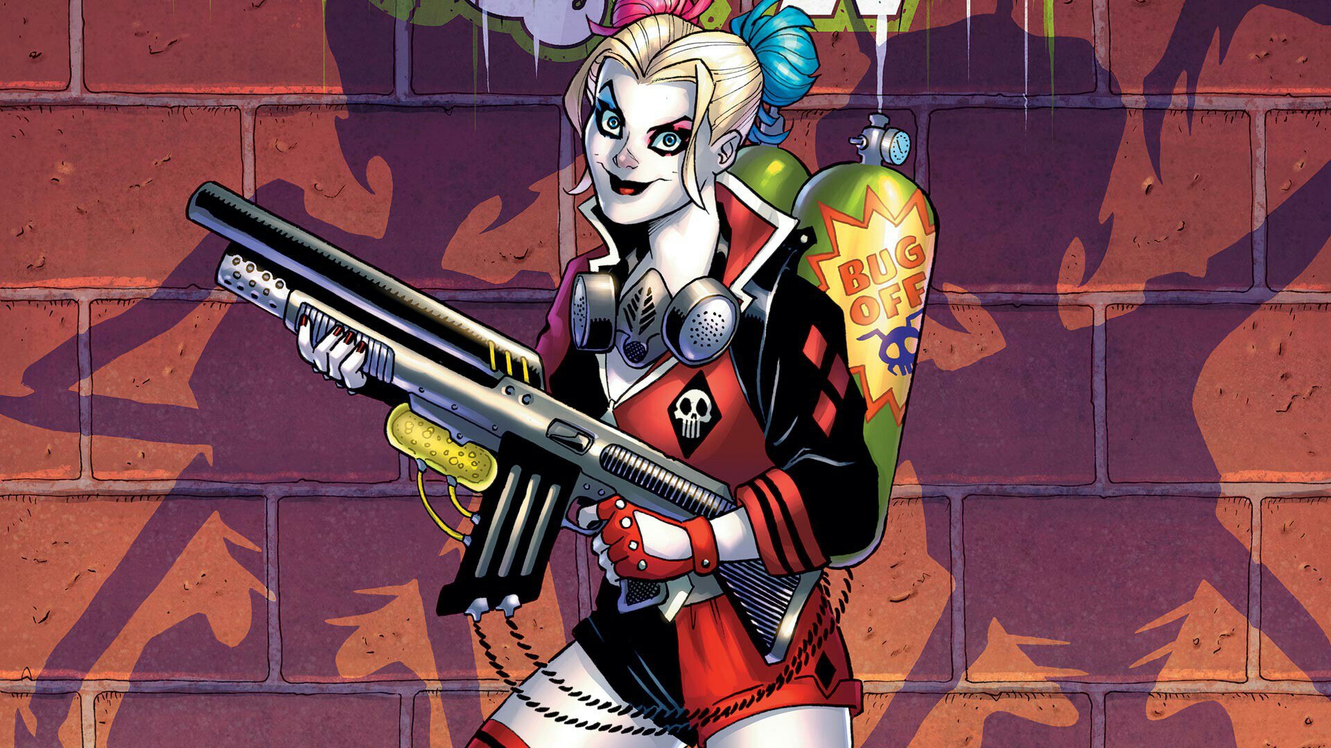 Baixar papel de parede para celular de Arma, História Em Quadrinhos, Harley Quinn, Dc Comics, Cabelo Loiro gratuito.