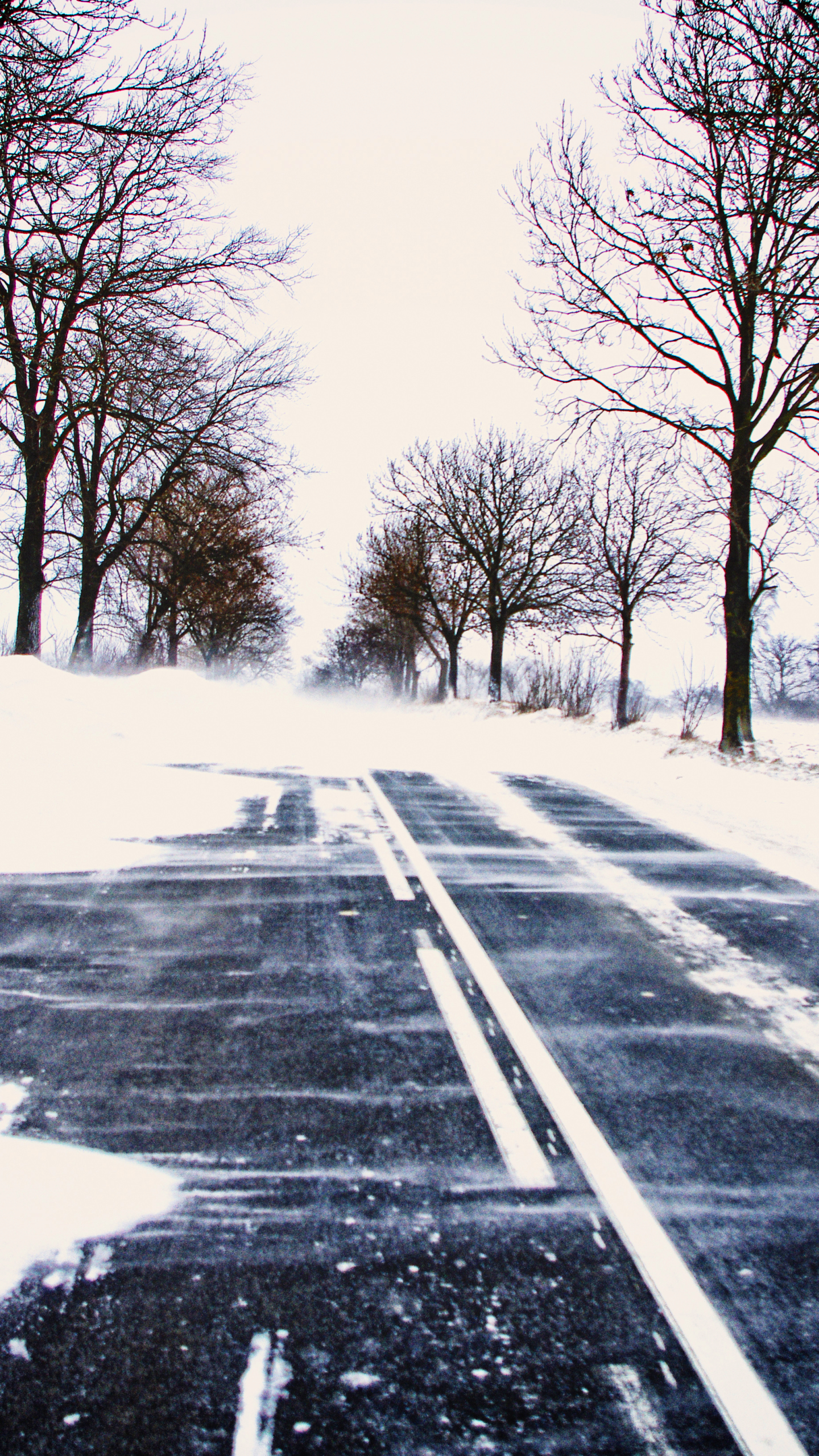 Descarga gratuita de fondo de pantalla para móvil de Invierno, Nieve, Árbol, Carretera, Hecho Por El Hombre.