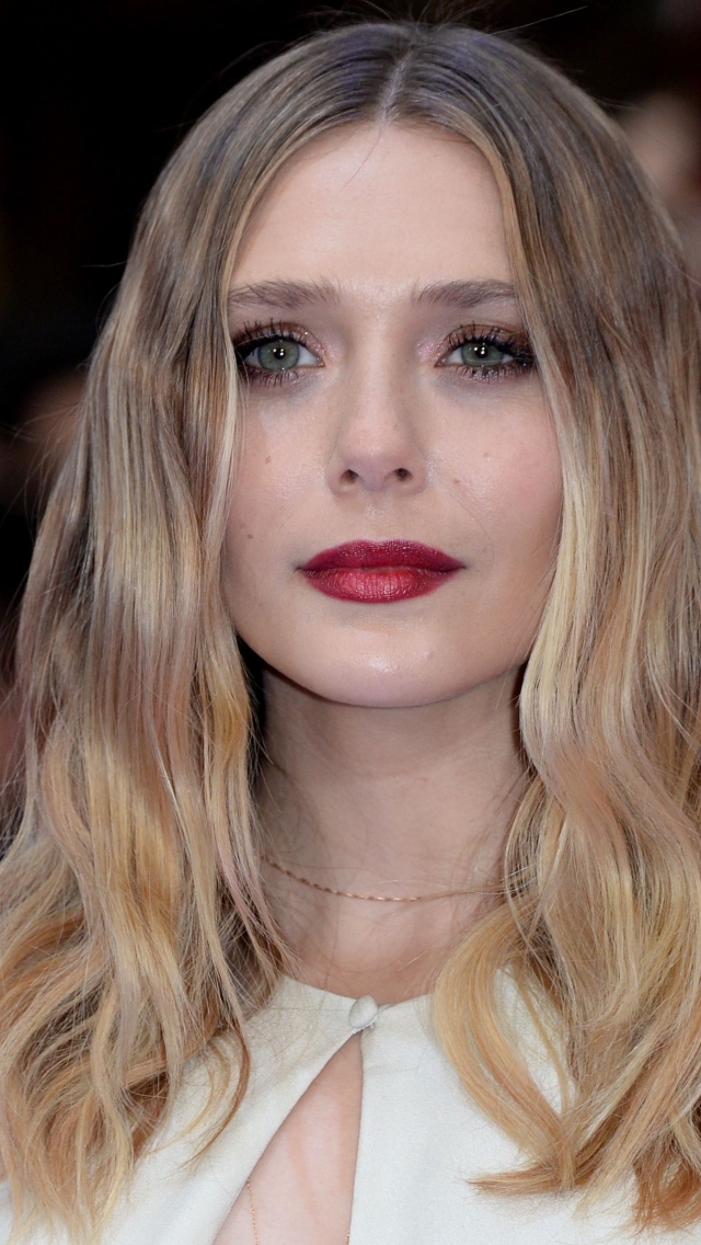 Download mobile wallpaper Blonde, Face, Green Eyes, American, Celebrity, Actress, Lipstick, Elizabeth Olsen for free.