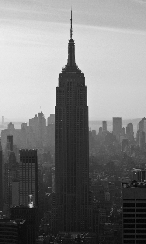 Скачать картинку Города, Город, Здание, Нью Йорк, Чёрно Белое, Черно Белый, Строительство, Эмпайр Стейт Билдинг, Сделано Человеком в телефон бесплатно.