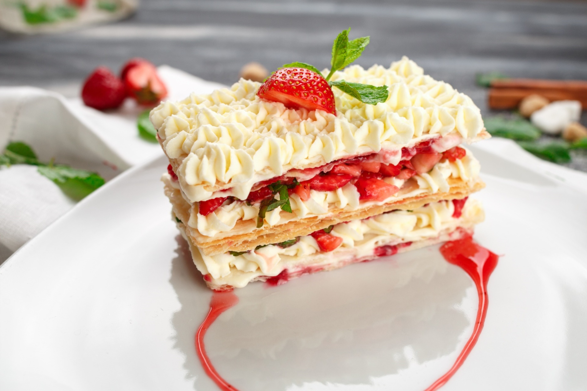 Download mobile wallpaper Food, Strawberry, Dessert, Cream, Pastry for free.