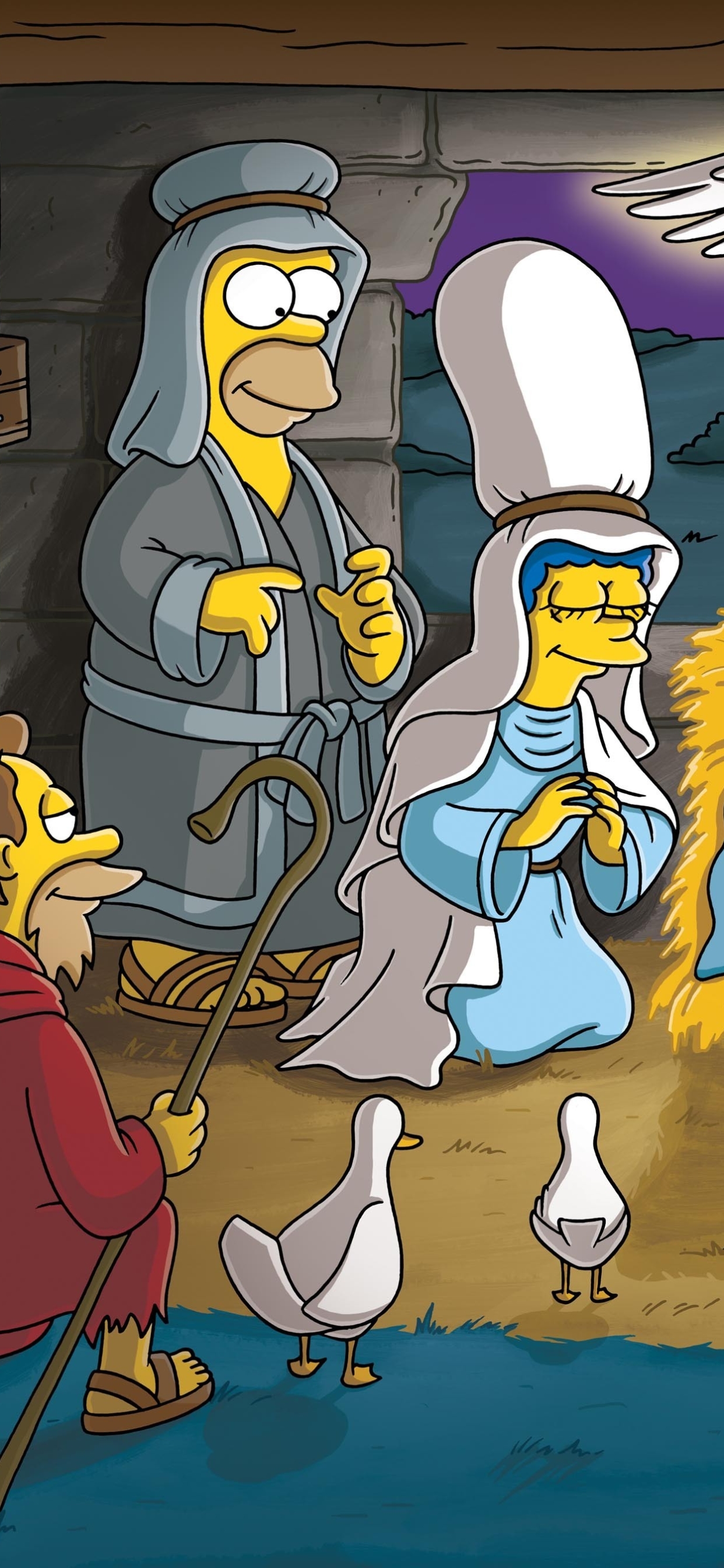 Descarga gratuita de fondo de pantalla para móvil de Navidad, Series De Televisión, Los Simpsons, Homero Simpson, Marge Simpson.