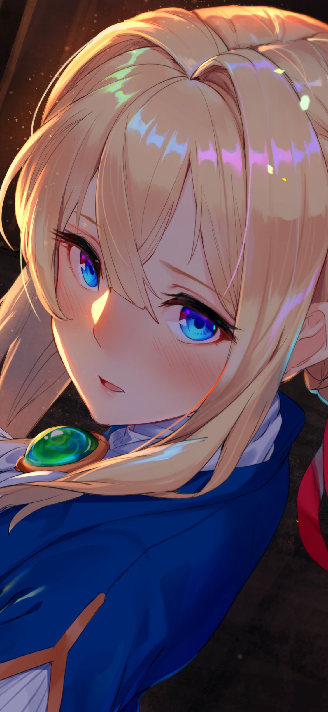 Handy-Wallpaper Blond, Blaue Augen, Blondinen, Erröten, Animes, Violet Evergarden (Charakter), Violet Evergarden kostenlos herunterladen.