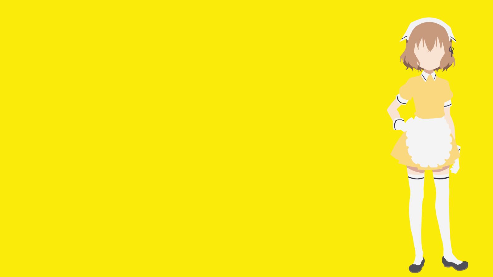 887265 descargar fondo de pantalla amarillo, animado, blend s, pelo castaño, vestir, guante, tocado, mafuyu hoshikawa, criada, minimalista, cabello corto, muslos altos, vestido amarillo: protectores de pantalla e imágenes gratis