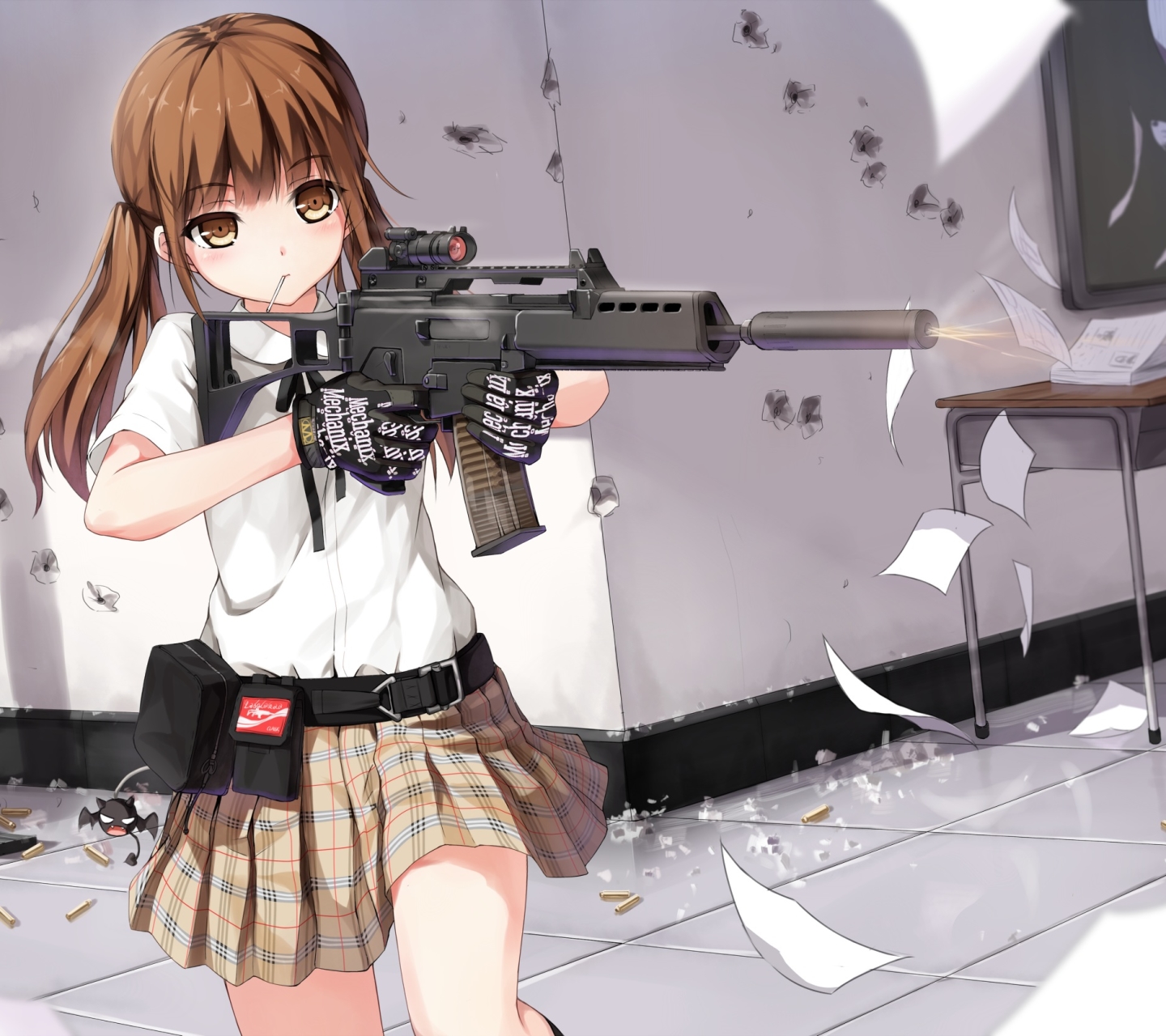 Baixar papel de parede para celular de Anime, Garota, Pistola, Rifle gratuito.