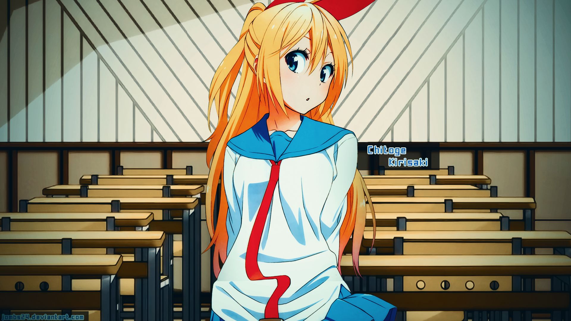 Baixe gratuitamente a imagem Anime, Olhos Azuis, Uniforme Escolar, Cabelo Longo, Cabelo Loiro, Chitoge Kirisaki, Nisekoi na área de trabalho do seu PC