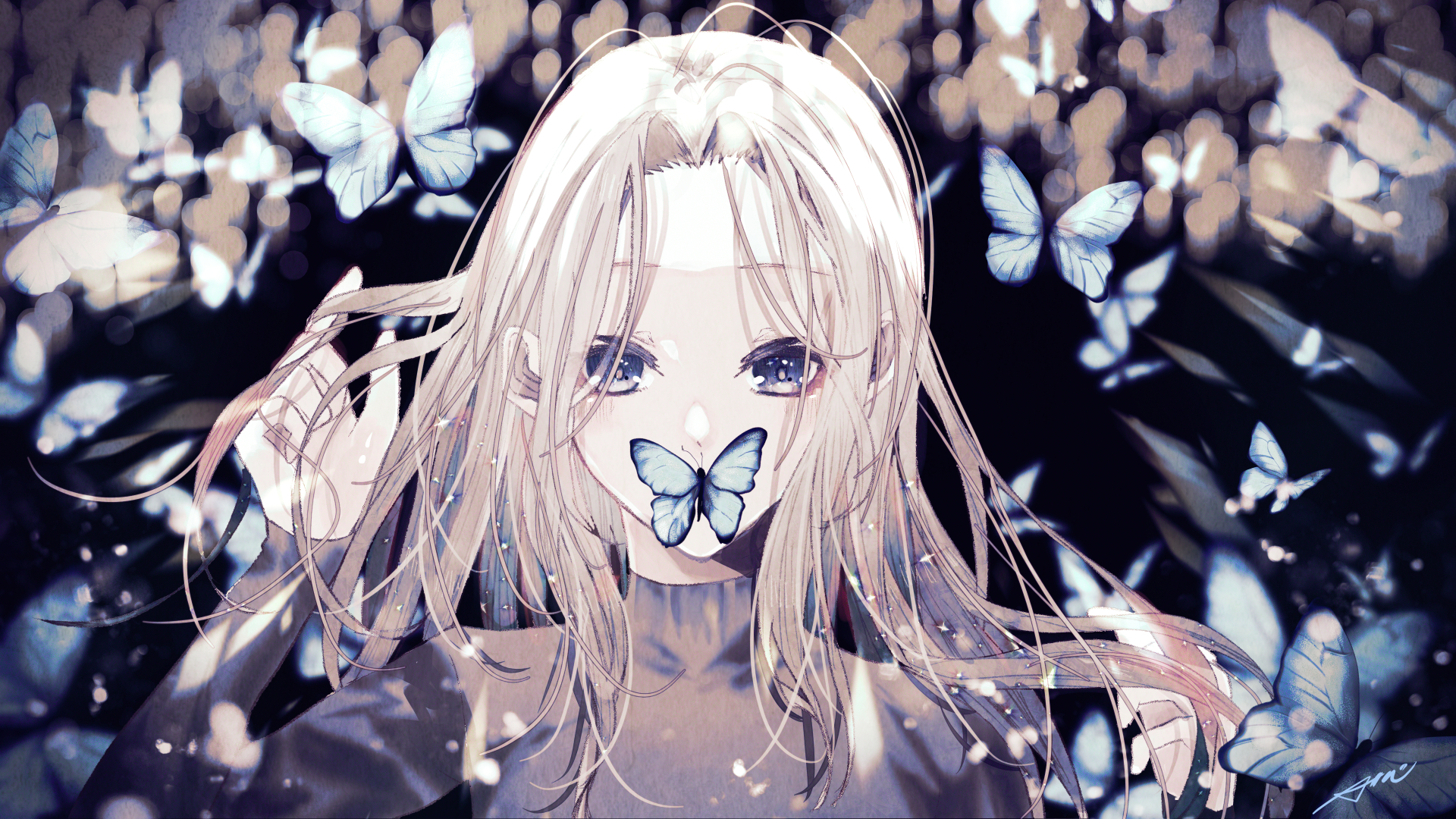 Download mobile wallpaper Anime, Butterfly, Girl for free.