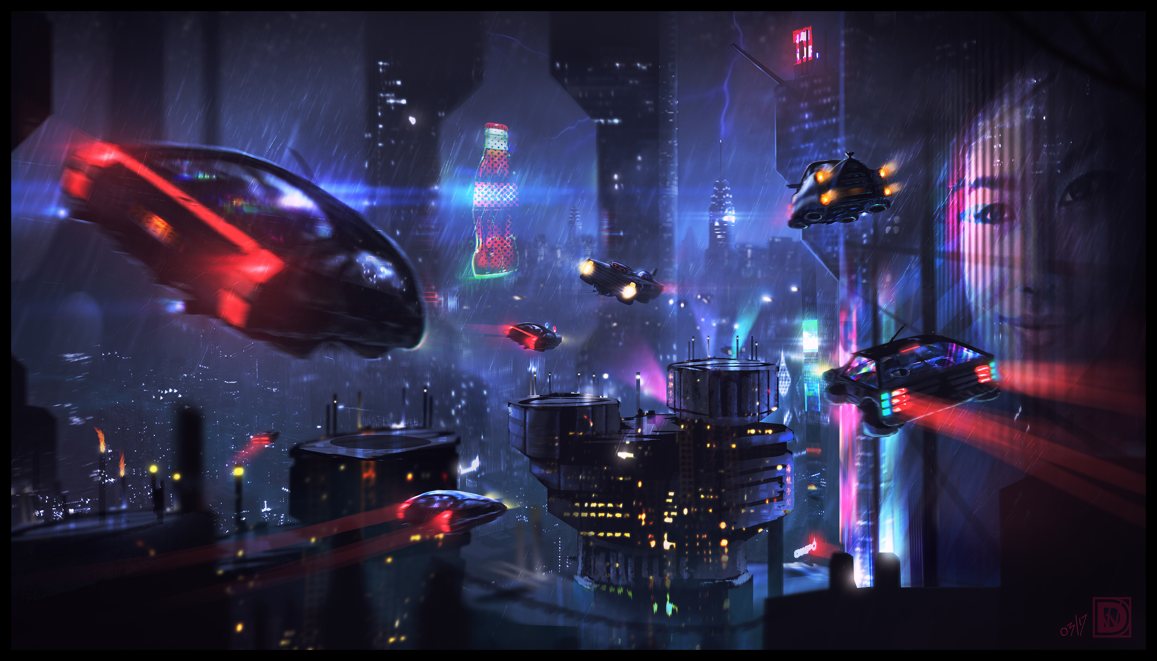 827597 télécharger le fond d'écran science fiction, ville, bâtiment, paysage urbain cyberpunk, futuriste, nuit, pluie, véhicule - économiseurs d'écran et images gratuitement