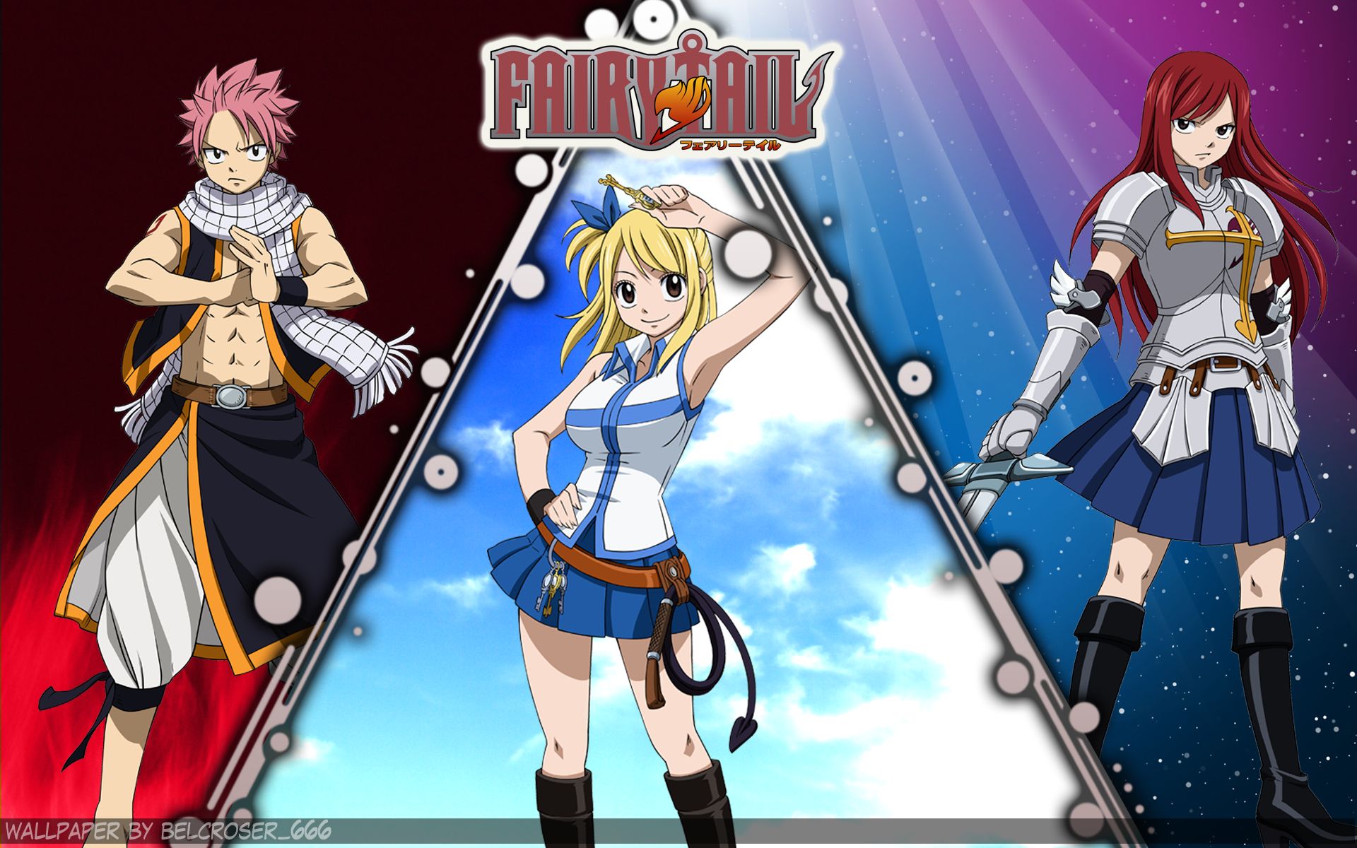 Free download wallpaper Anime, Fairy Tail, Lucy Heartfilia, Natsu Dragneel, Erza Scarlet on your PC desktop