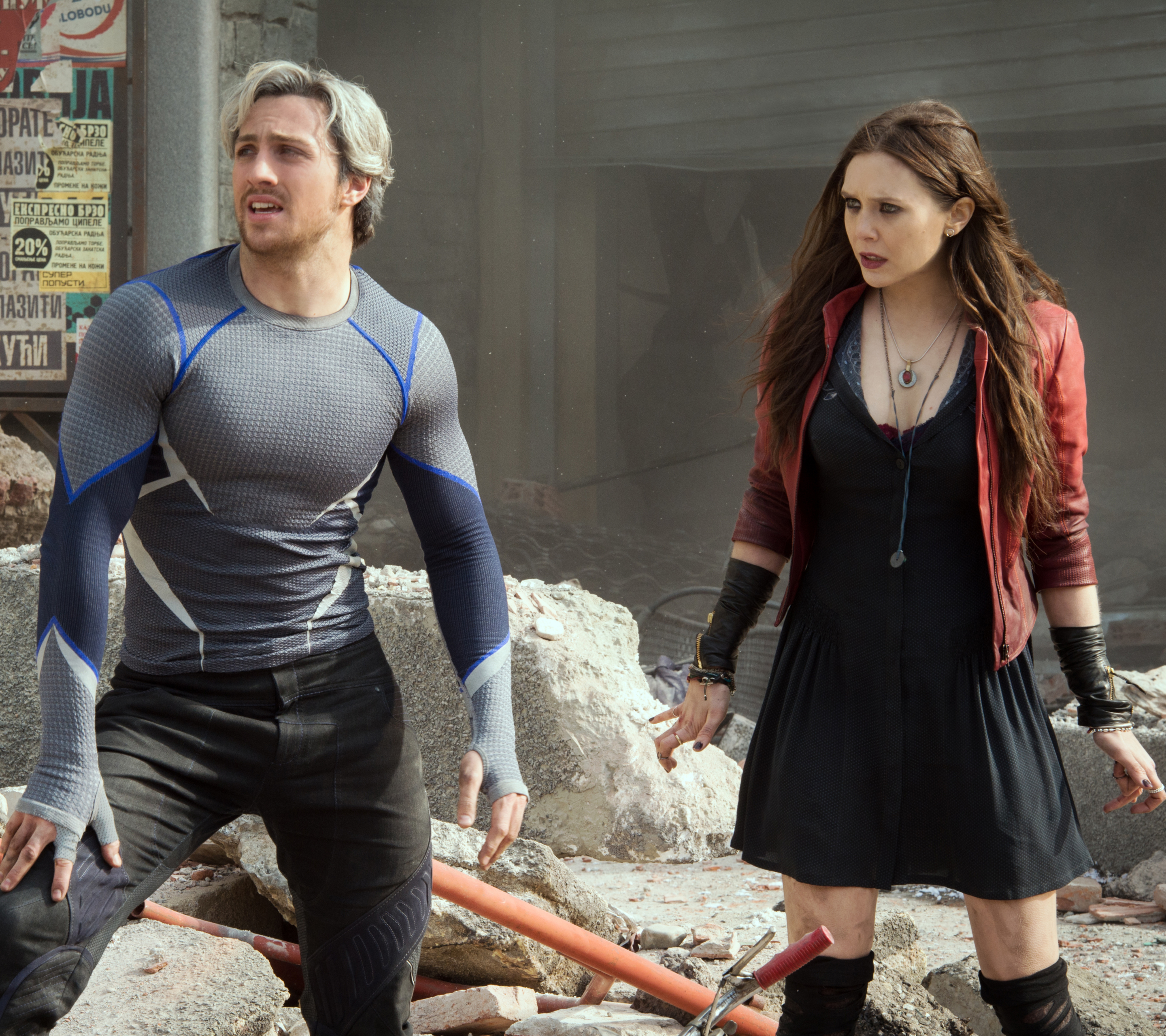 Download mobile wallpaper Avengers, Movie, The Avengers, Scarlet Witch, Aaron Taylor Johnson, Avengers: Age Of Ultron, Quicksilver (Marvel Comics), Elizabeth Olsen for free.