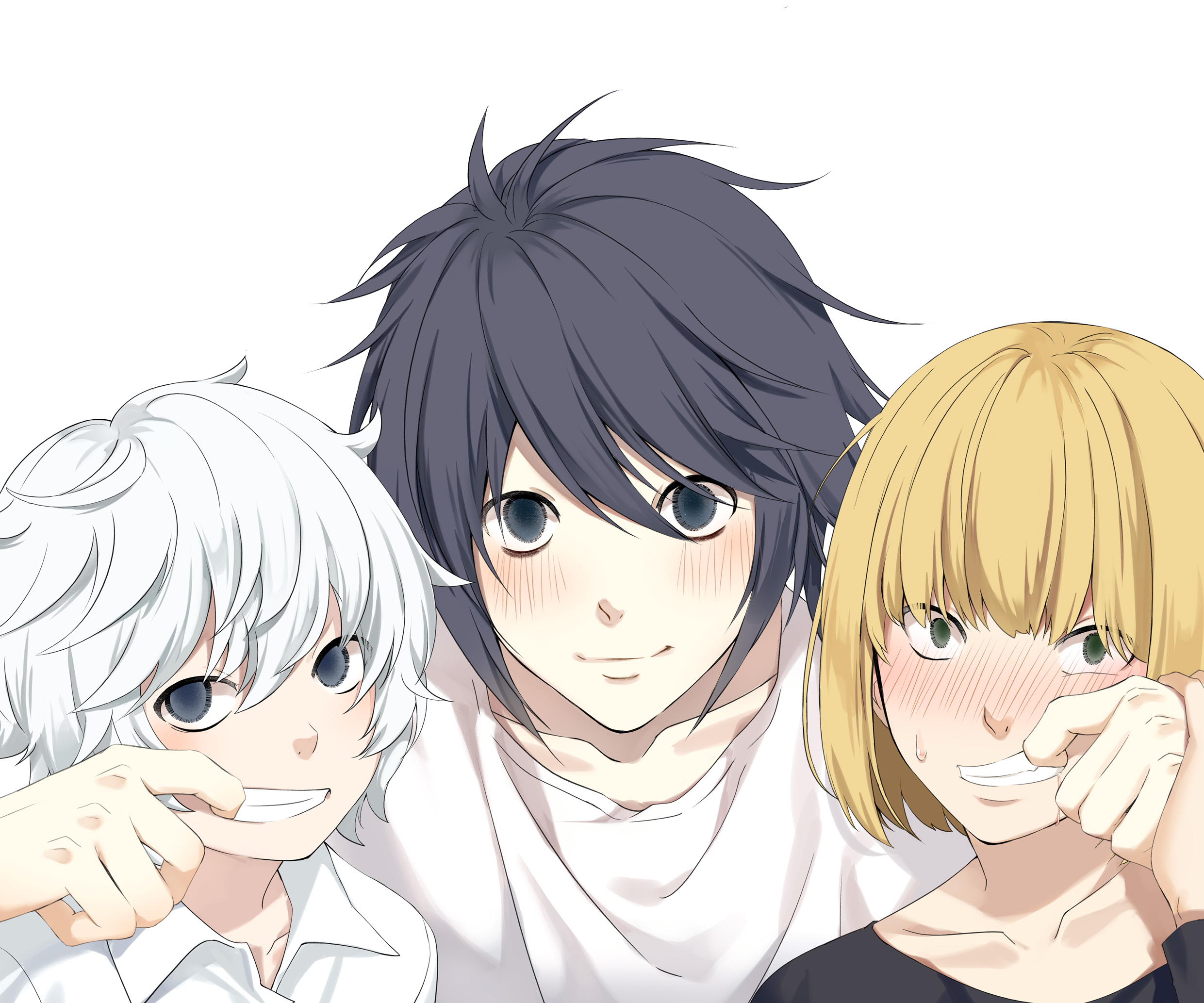 l (death note), near (death note), mello (death note), anime, death note