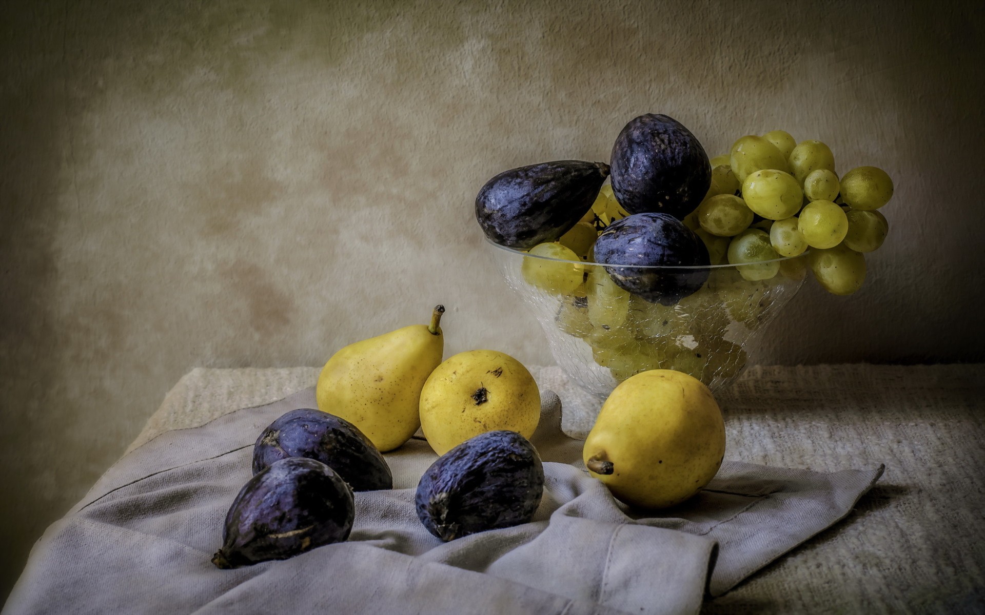 Download mobile wallpaper Grapes, Fruit, Painting, Artistic, Pear for free.
