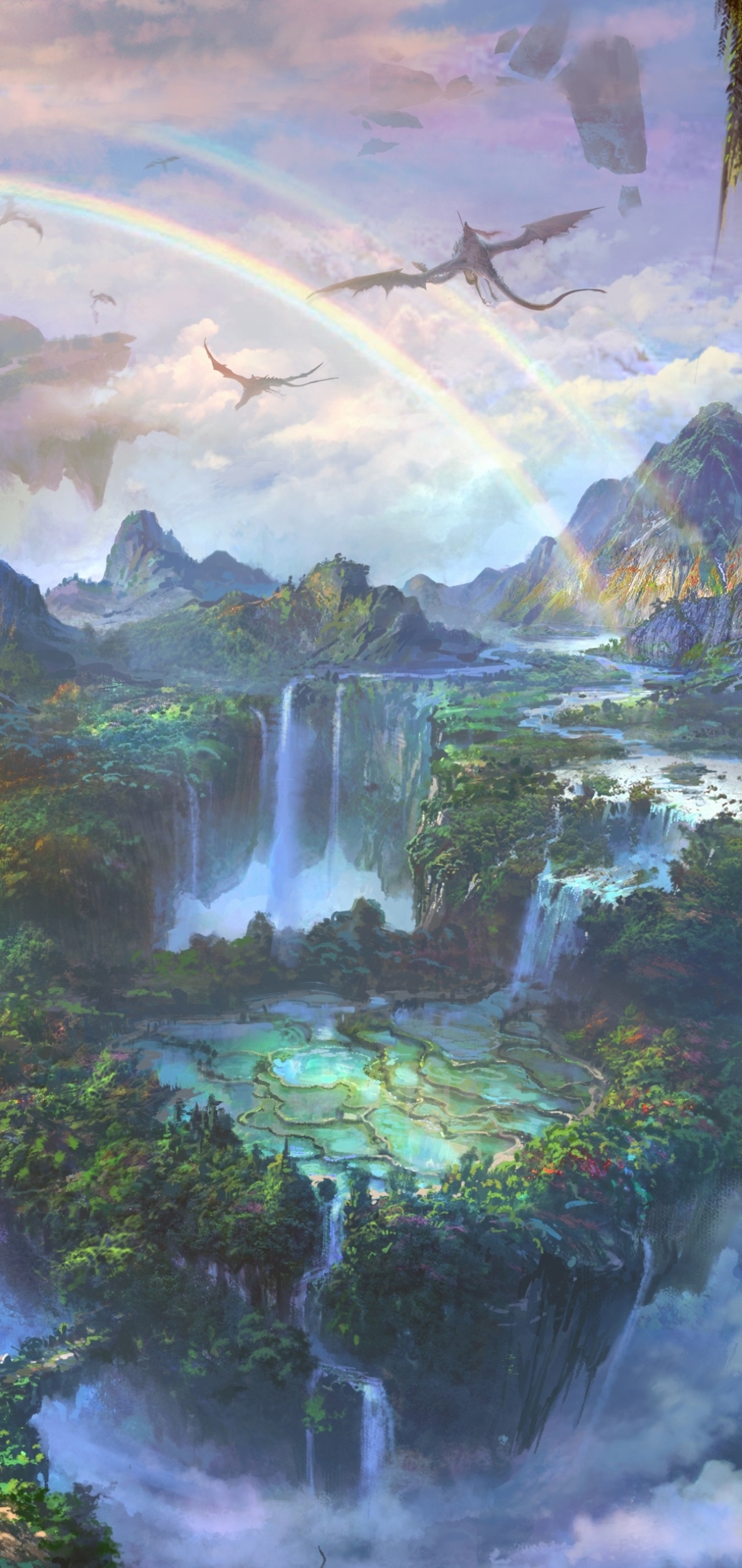 Download mobile wallpaper Landscape, Fantasy, Dragon for free.