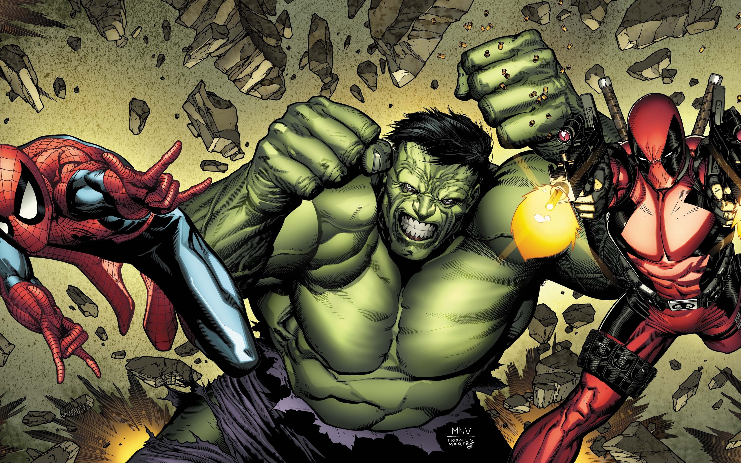 Free download wallpaper Spider Man, Hulk, Deadpool, Comics, Marvel Comics on your PC desktop