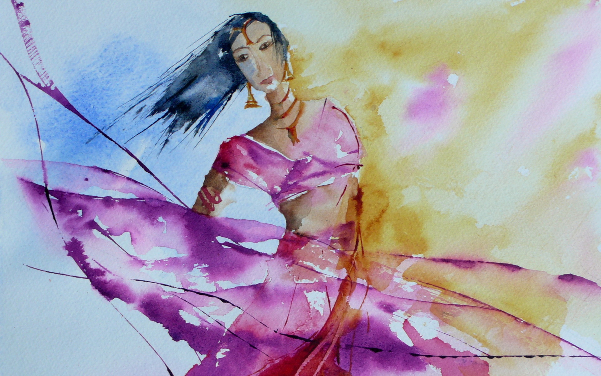 Download mobile wallpaper Artistic, Watercolor, Women for free.