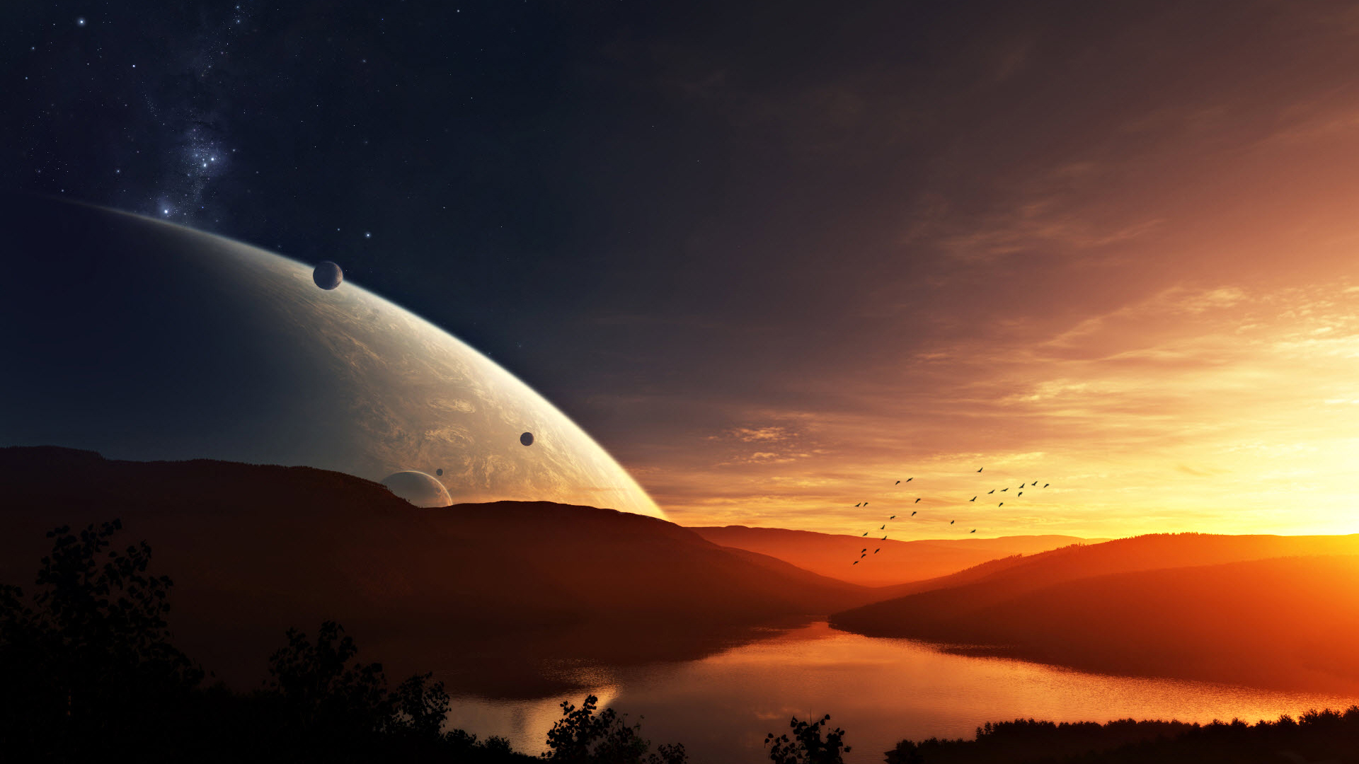 Laden Sie das Science Fiction, Planetenaufgang-Bild kostenlos auf Ihren PC-Desktop herunter