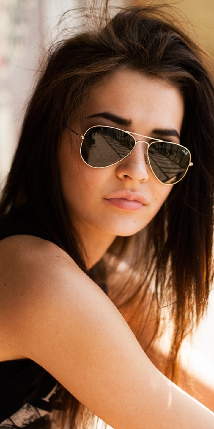 Download mobile wallpaper Blur, Glasses, Brunette, Model, Women for free.