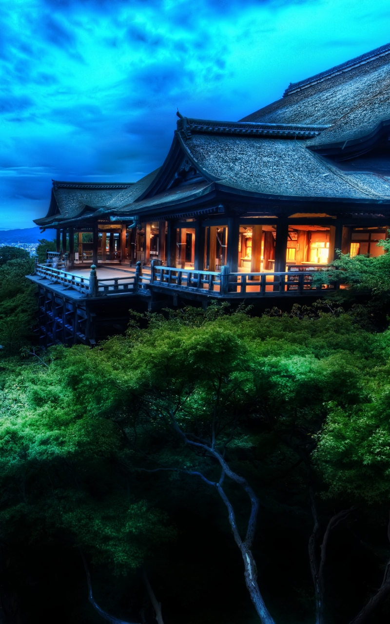 Descarga gratuita de fondo de pantalla para móvil de Noche, Arquitectura, Japón, Templo, Templos, Kioto, Religioso, Kiyomizu Dera, Templo Budista, Otowa San Kiyomizu Dera.