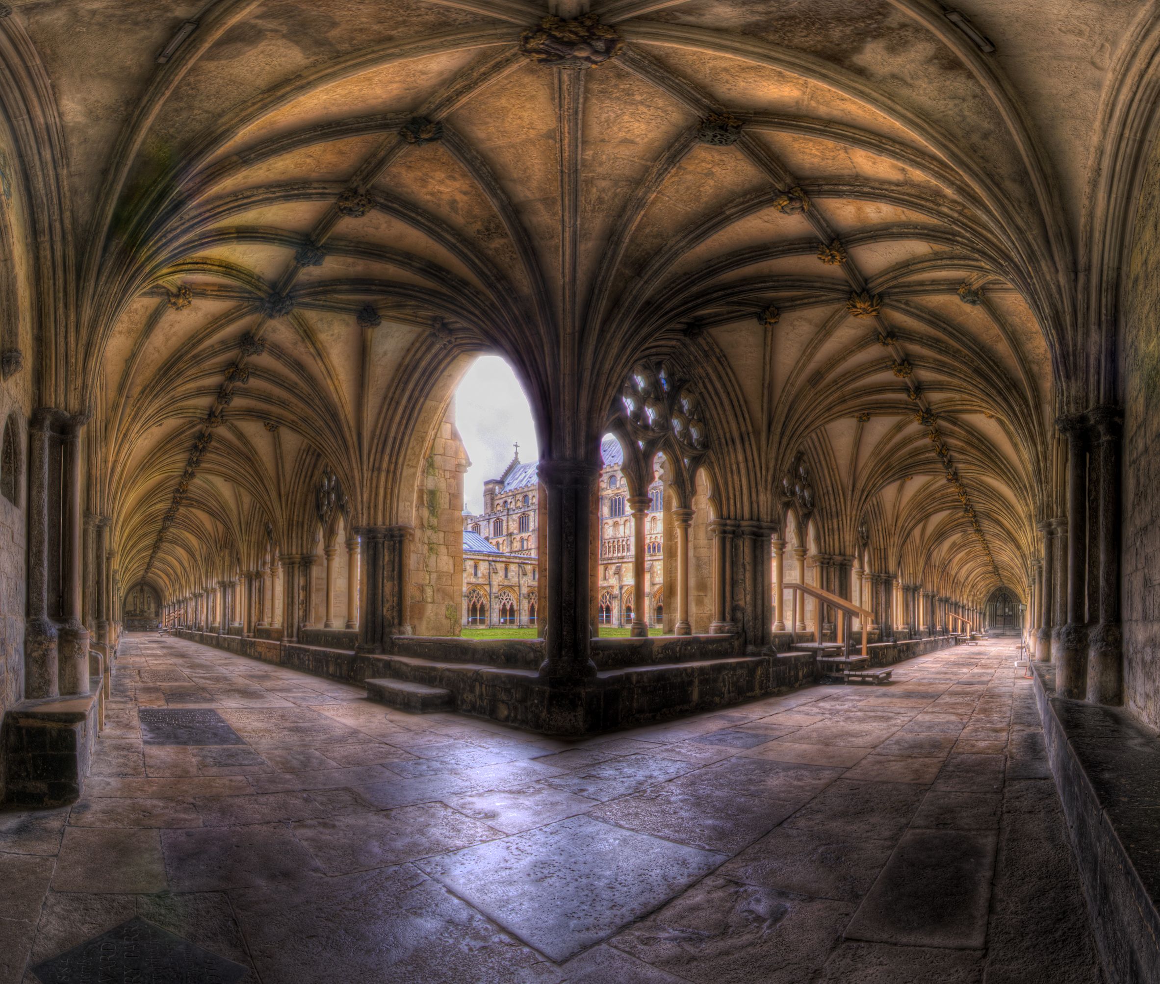 religious, abbey, arch, architecture, courtyard, hdr