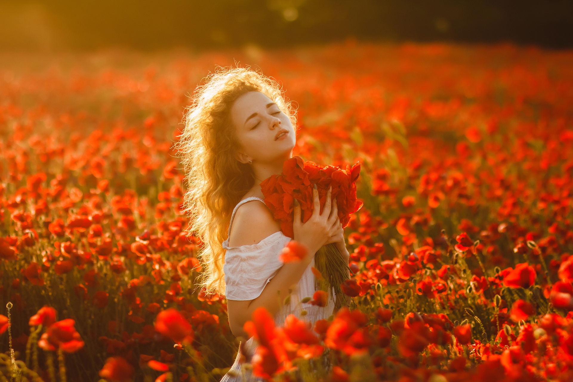 Téléchargez gratuitement l'image Été, Roux, Humeur, Femmes, Fleur Rouge, Top Model sur le bureau de votre PC