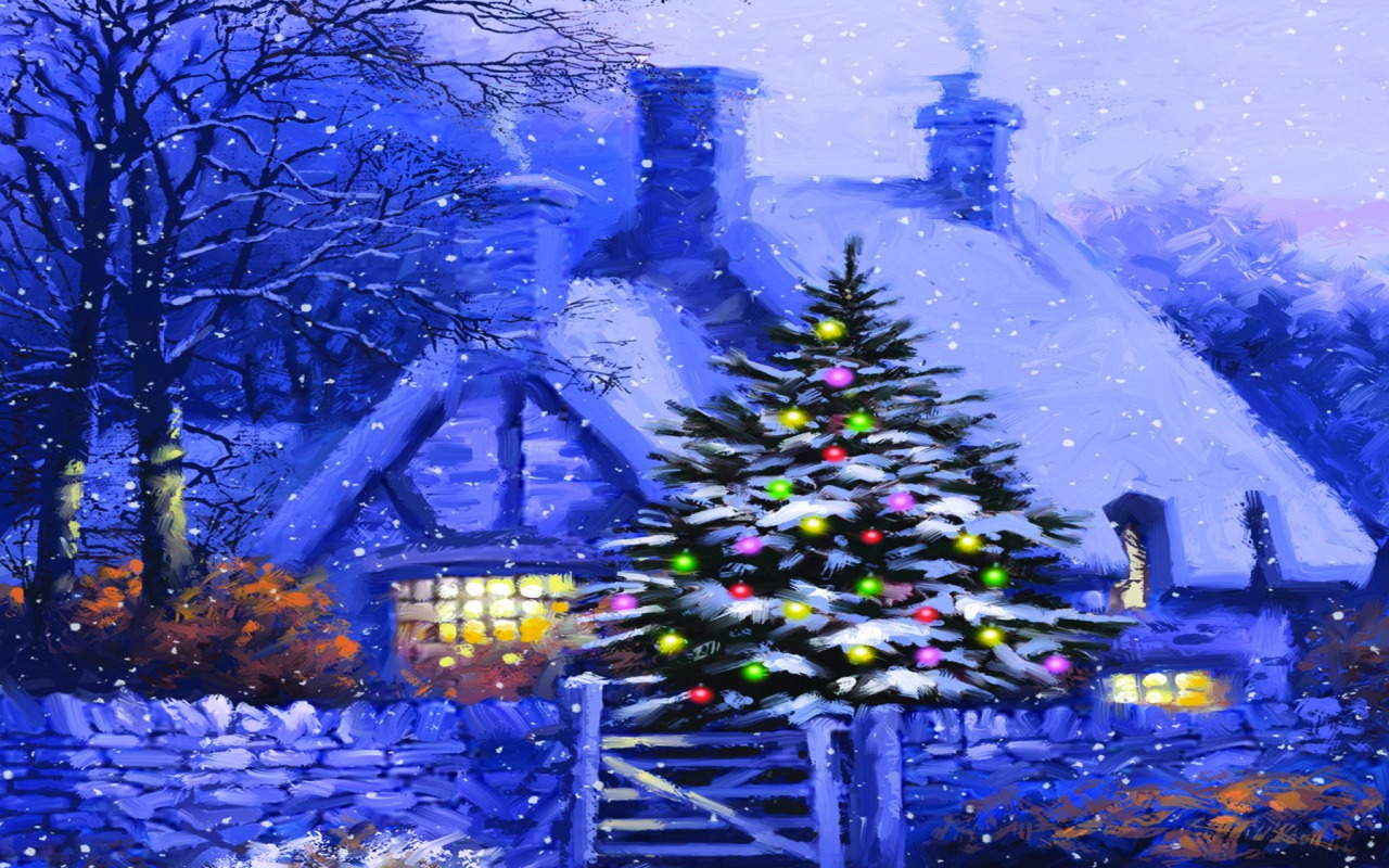 holiday, christmas, christmas tree, cottage