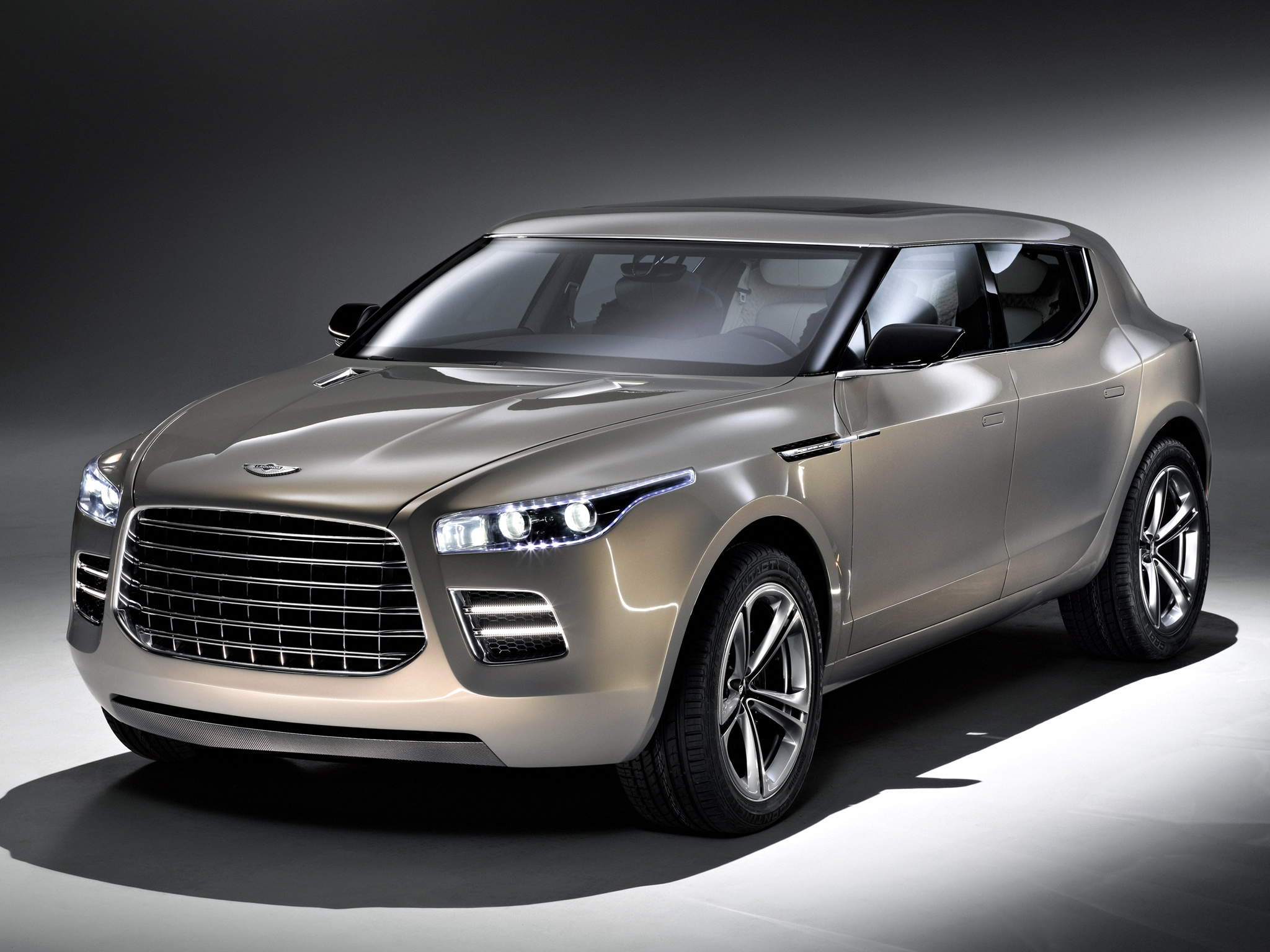 cars, lagonda, auto, aston martin, front view, style, 2009, metallic gray, grey metallic, concept car