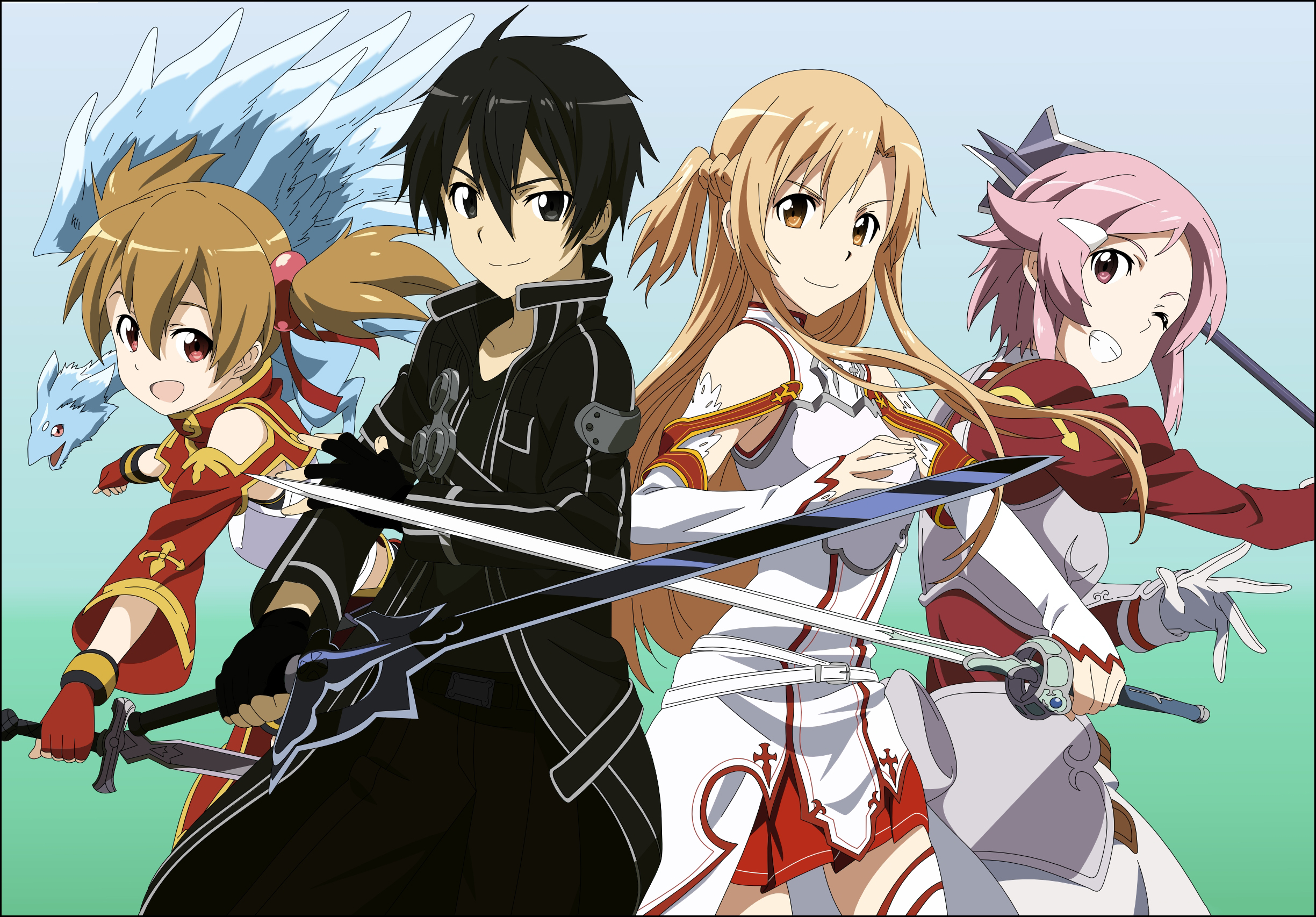 Descarga gratis la imagen Sword Art Online, Animado, Asuna Yuuki, Kirito (Arte De Espada En Línea), Sílice (Sword Art Online), Lisbeth (Sword Art Online) en el escritorio de tu PC
