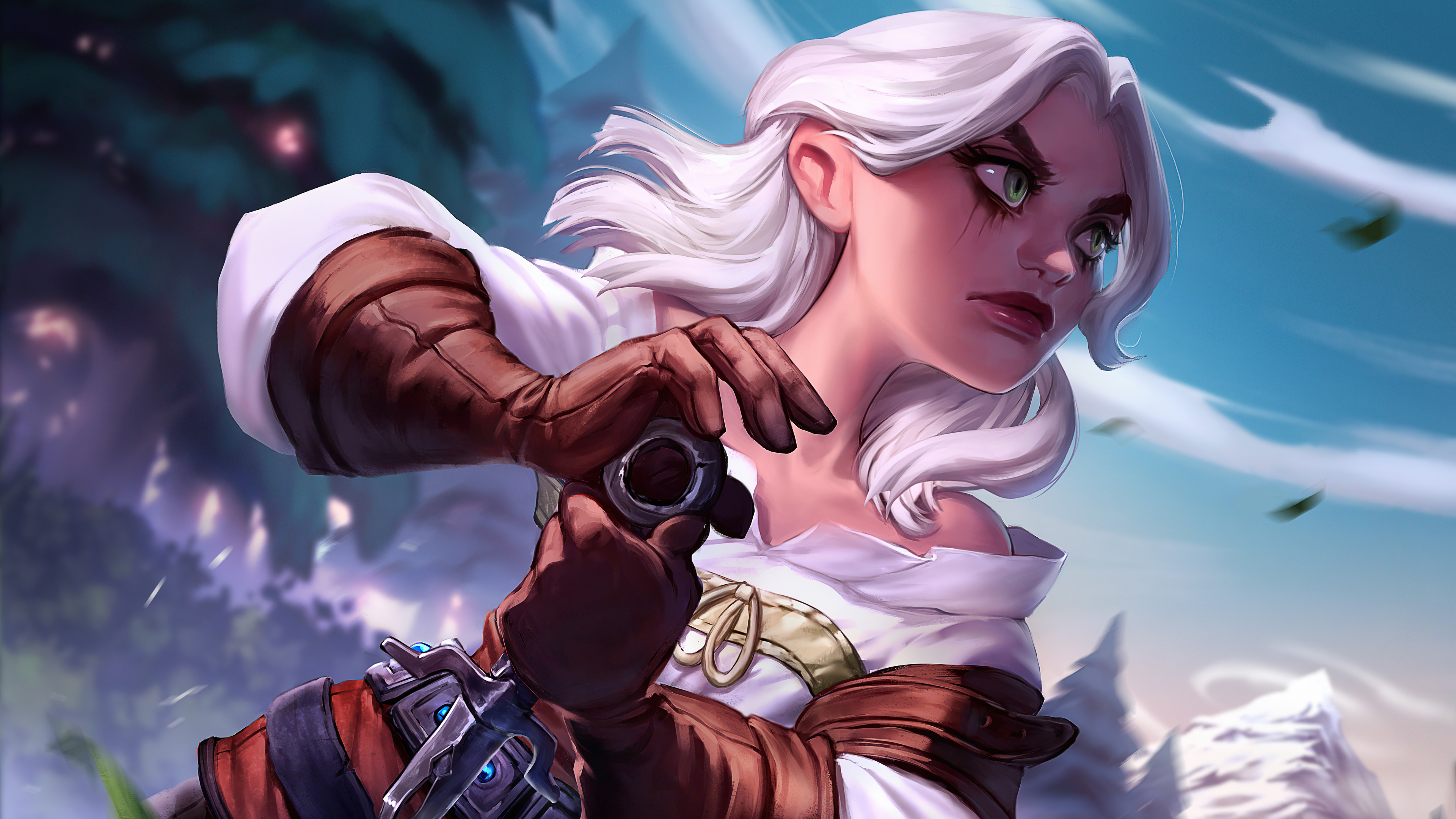 Free download wallpaper Green Eyes, Video Game, White Hair, The Witcher, The Witcher 3: Wild Hunt, Ciri (The Witcher) on your PC desktop