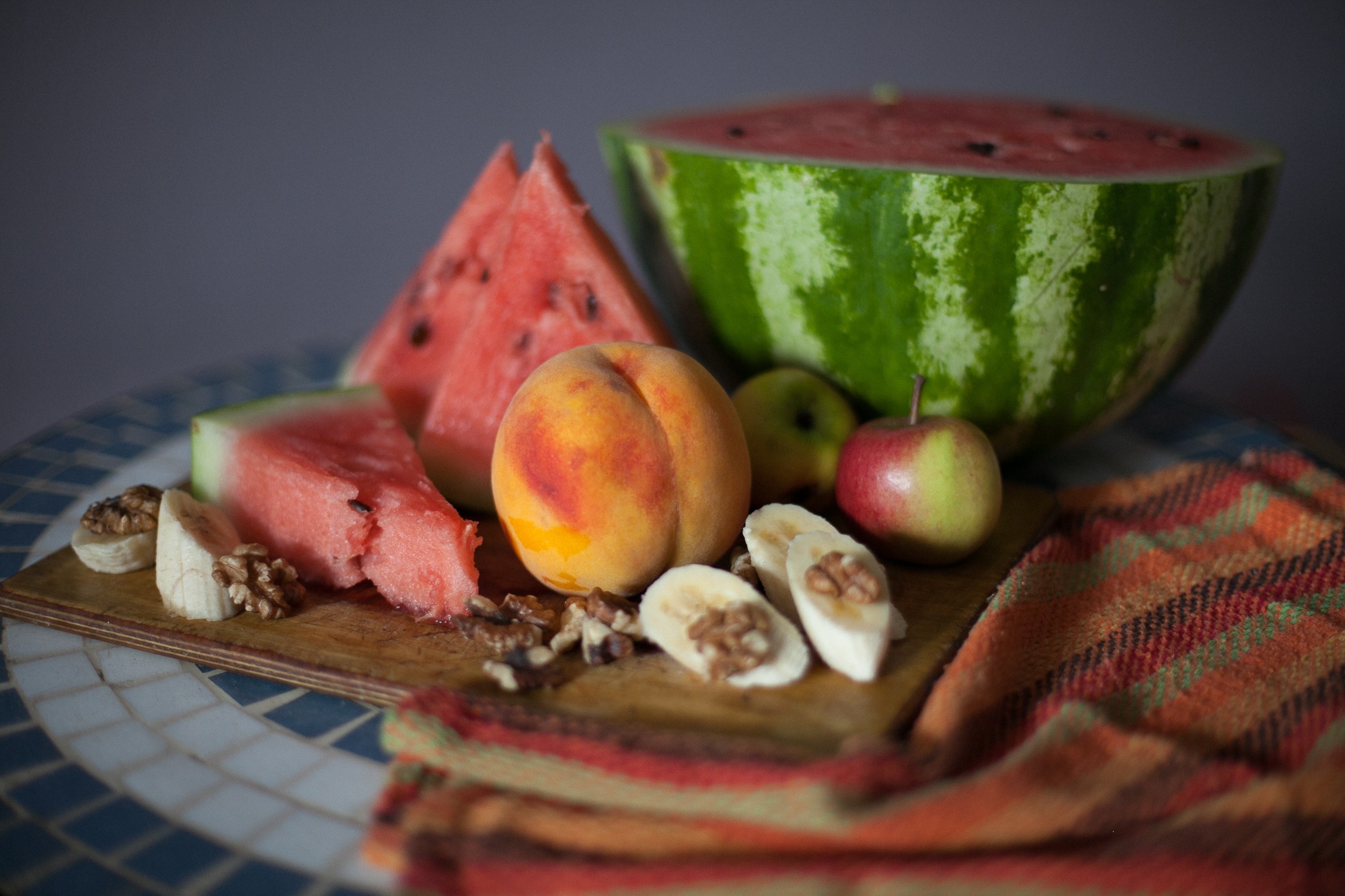 Free download wallpaper Fruits, Food, Apple, Fruit, Watermelon, Banana, Peach on your PC desktop
